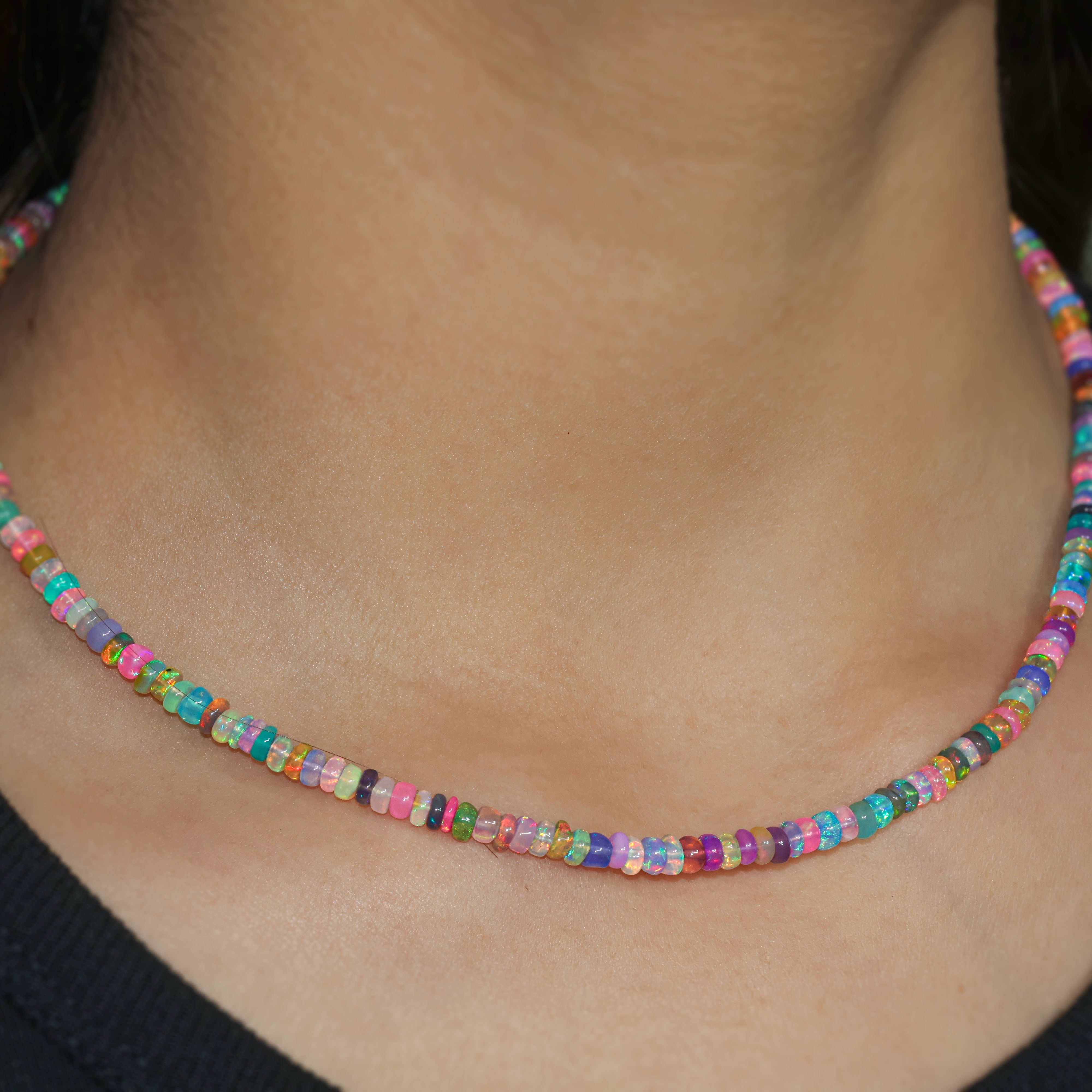 Natural Multi Opal Mix Beaded Necklace for Women - Elegant Handmade Jewelry Gift for Her, Perfect for Weddings, Parties & Everyday Wear