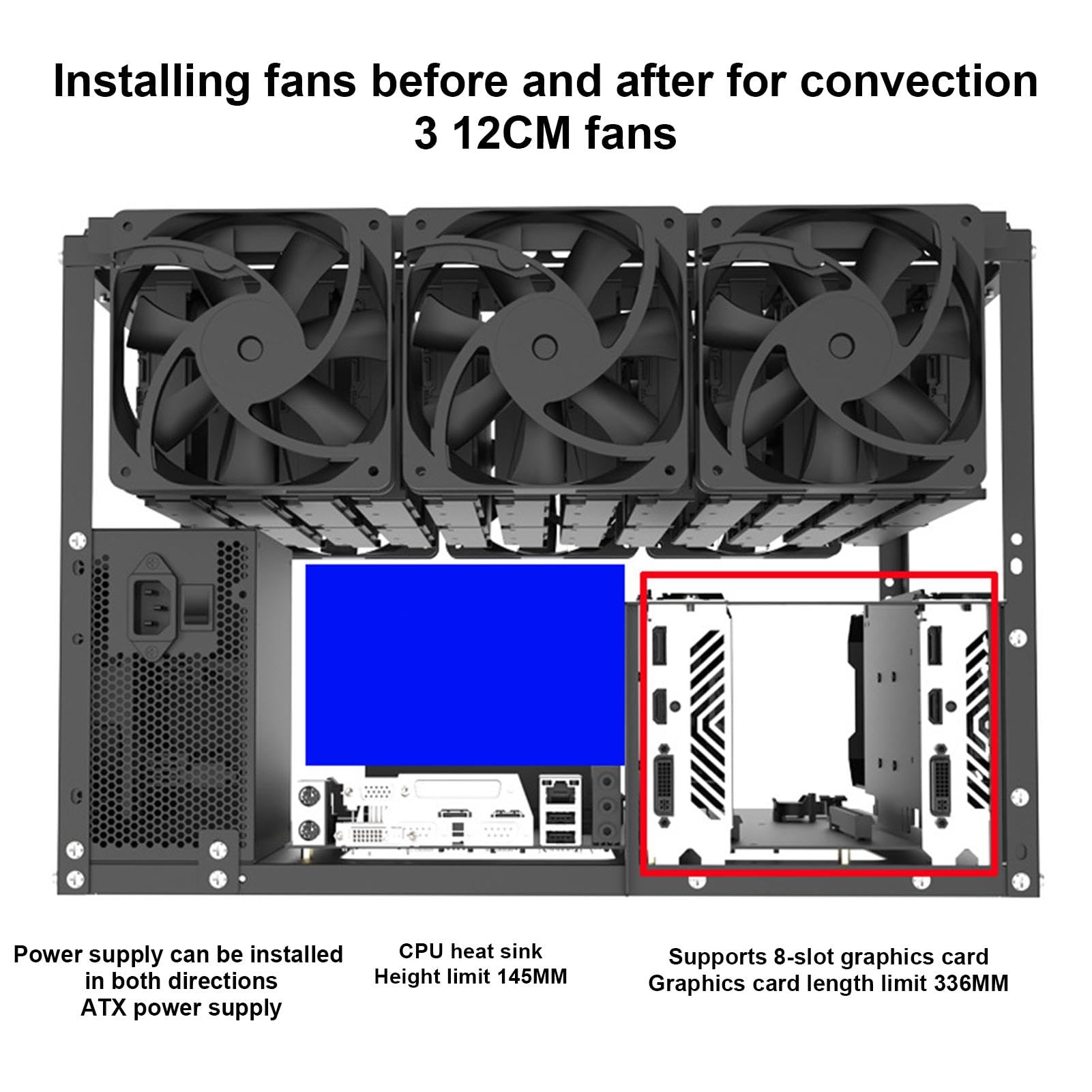 Open Frame Computer Case - Stackable ATX PC Chassis for Gaming & Mining Rigs, Rack Mount Stand for Cryptocurrency Mining, Home Office & Workstation Setup