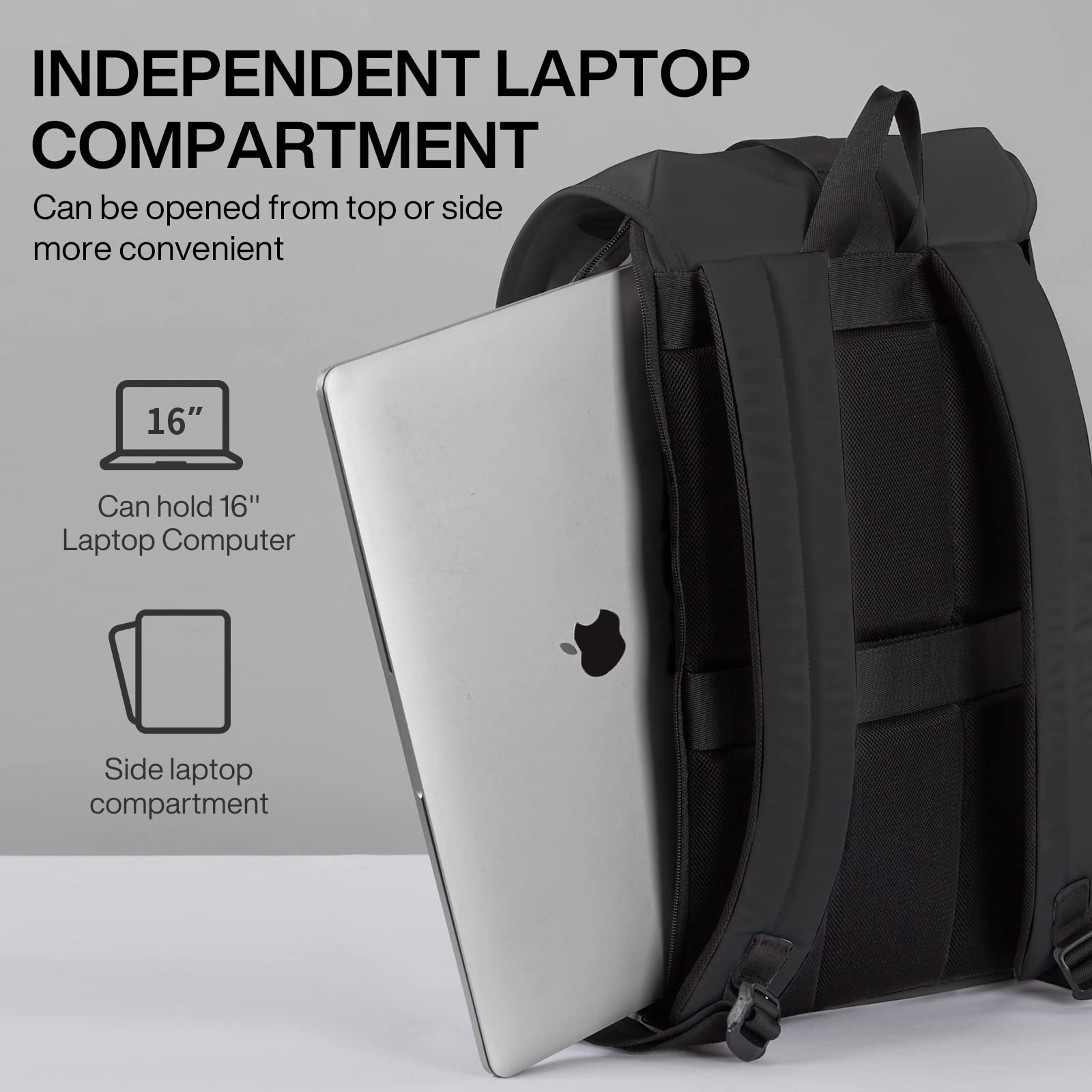 Mixi Travel Laptop Backpack for Women & Men - Waterproof Lightweight Carry On Backpack Fits 16-17 Inch Laptop - Casual Hiking Weekender Rucksack (Knight Black) - Perfect for Business Travel, College & Outdoor Adventures