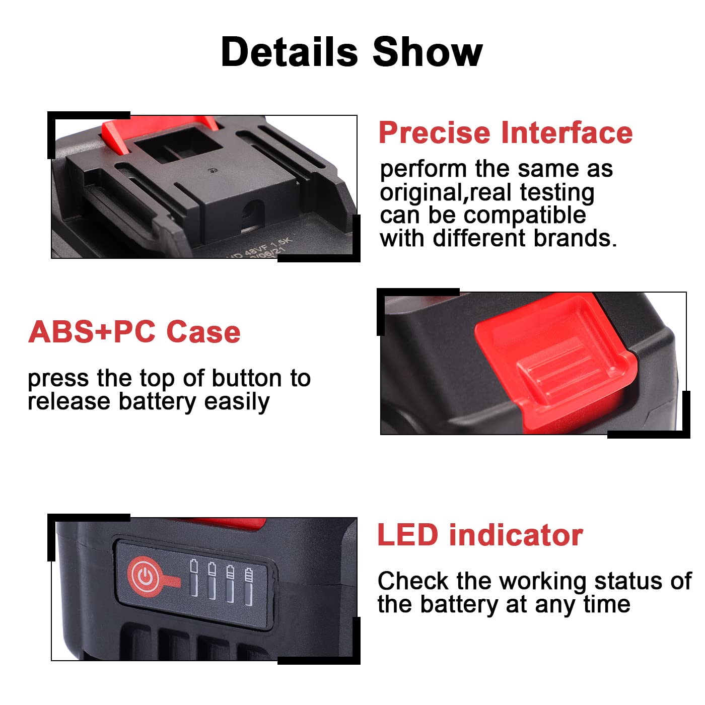 21V 4.0Ah Lithium Battery with LED Power Display & Charger Adapter - Compatible with Leaf Blowers, Mini Chainsaws - Perfect for Yard Work, Landscaping and DIY Projects