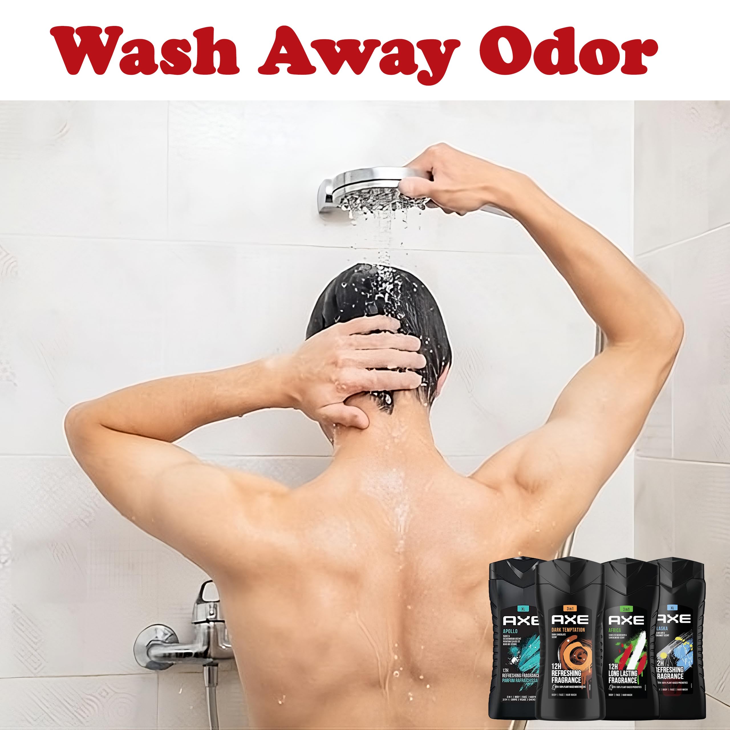 AXE Men's 3-in-1 Body Wash Variety Pack (4 x 13.5 Oz) - Shower Gel for Body, Face & Hair with Refreshing Scents - Perfect for Gym, Travel & Daily Shower Routine