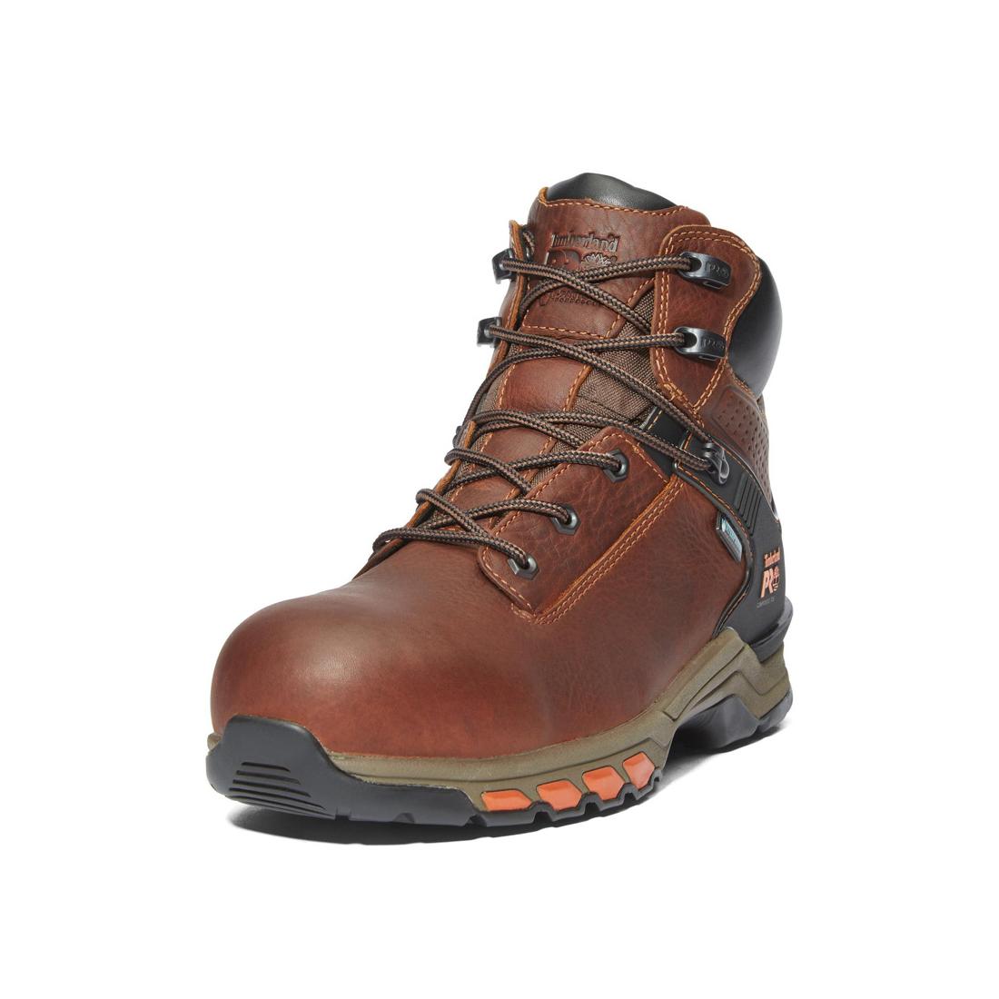 Hypercharge 6 Inch Composite Toe Waterproof Work Boots for Men - Brown Safety Shoes for Construction, Warehouse & Outdoor Work