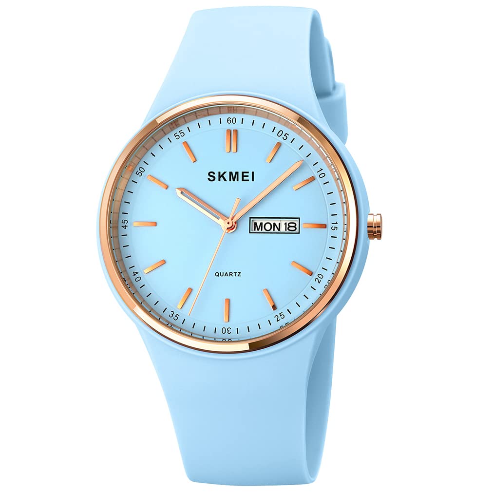 SKMEI Women's Sports Watch - Large Face, Silicone Band, Waterproof, Analog Quartz with Day/Date - Perfect for Running, Gym & Casual Wear - White Wristwatch Gift for Girls & Young Women