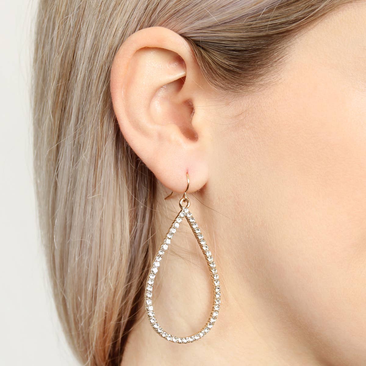 Elegant Rhinestone Teardrop Hook Earrings for Women - Sparkling Crystal Dangle Earrings for Party, Wedding & Evening Events