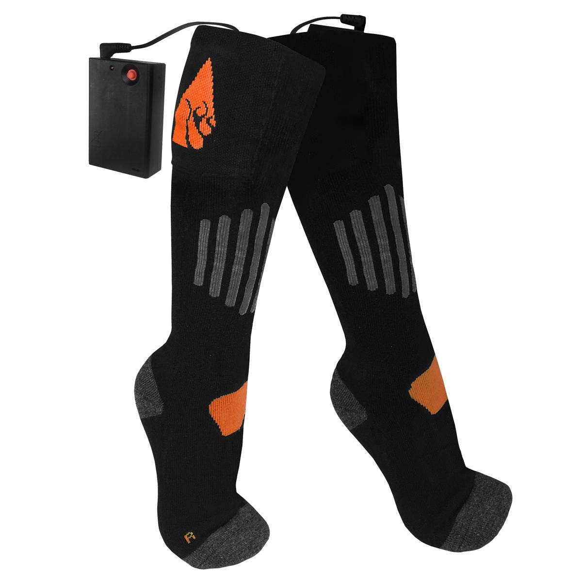 ActionHeat AA Battery Heated Socks for Men & Women - Built-in Heating Panels with Heat Reflective Technology, 4.5V Rechargeable Warm Socks for Winter Outdoor Activities, Hiking, Skiing & Cold Weather