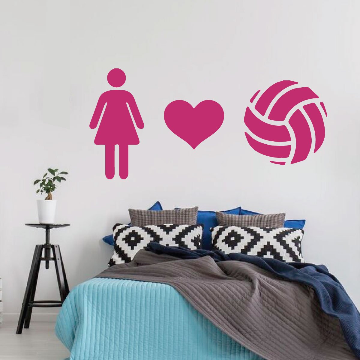 Volleyball Wall Decal - Heart-Shaped Vinyl Sticker for Girls Room Decor - Sports Themed Bedroom & Playroom Wall Art - Perfect for Teen Bedrooms, Sports Lovers & Volleyball Fans