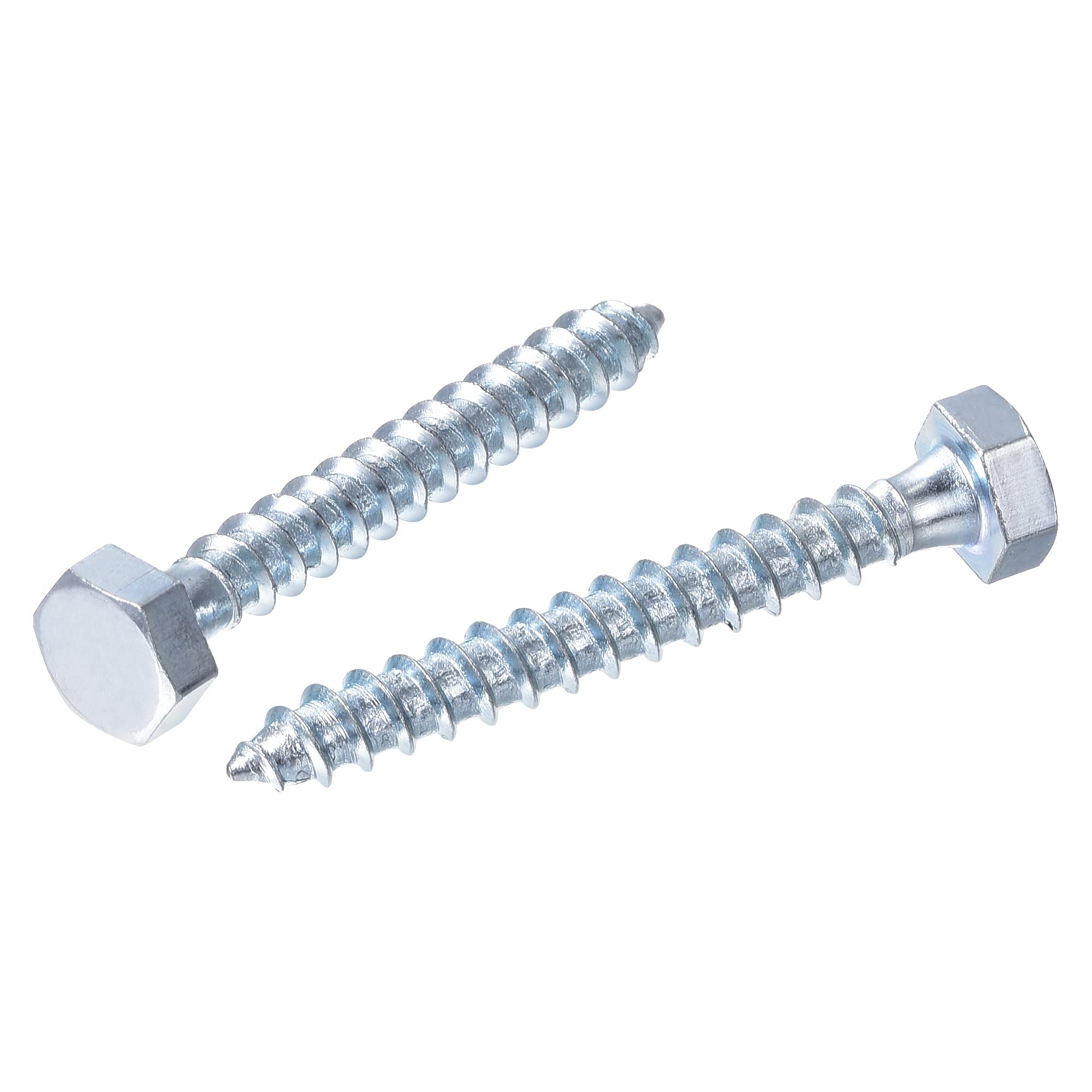 Hex Lag Screws M6 x 50mm Zinc Plated Self-Tapping Bolts for Wood - 50Pcs - Perfect for Furniture & Decking