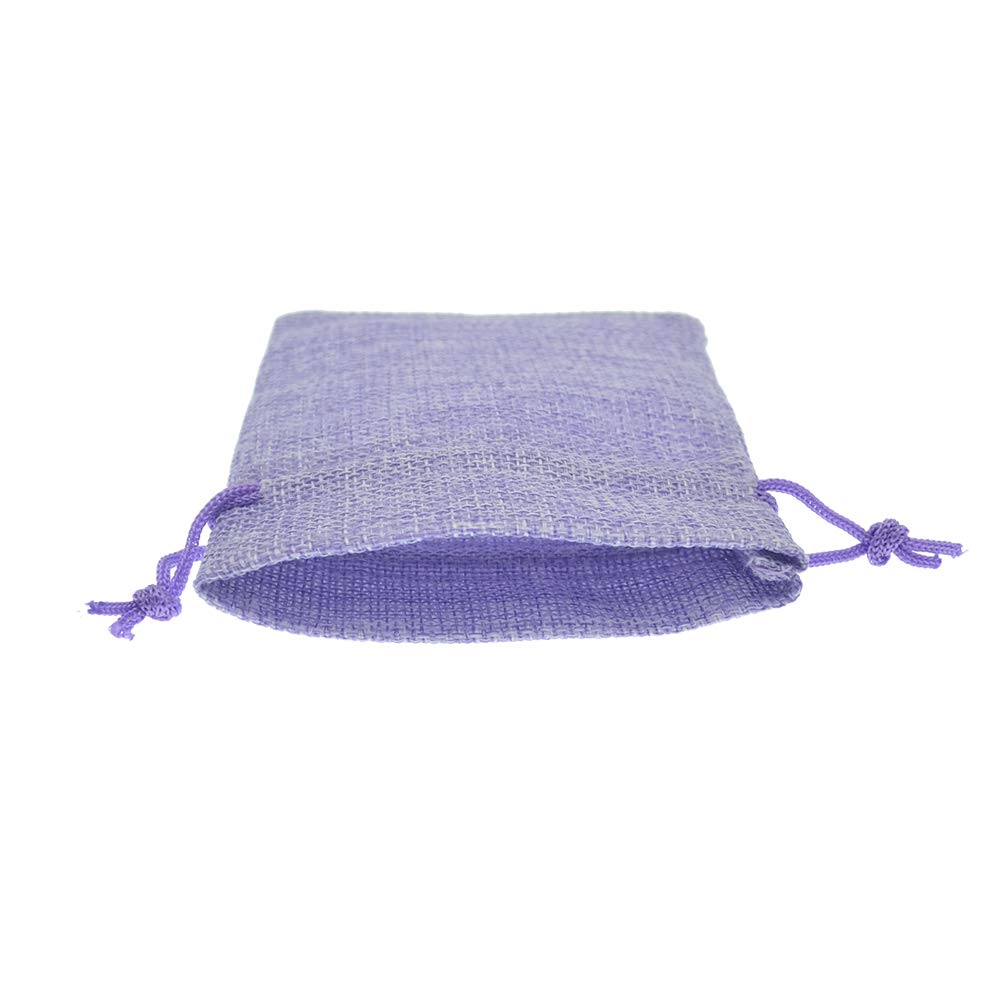 50Pcs Light Purple Burlap Drawstring Bags for Jewelry, Wedding Favors & DIY Crafts (3.9x5.5in)