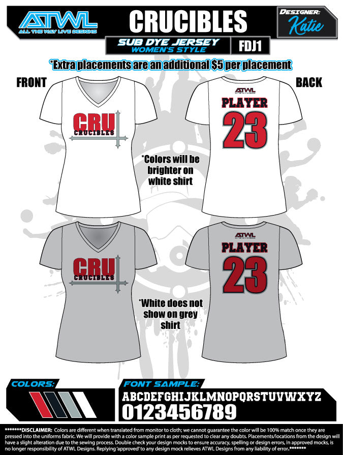 Crucibles Women's Sublimation V-Neck T-Shirt - Soft & Comfortable Dye Sublimation Tee for Casual Wear, Workouts, and Everyday Outfits