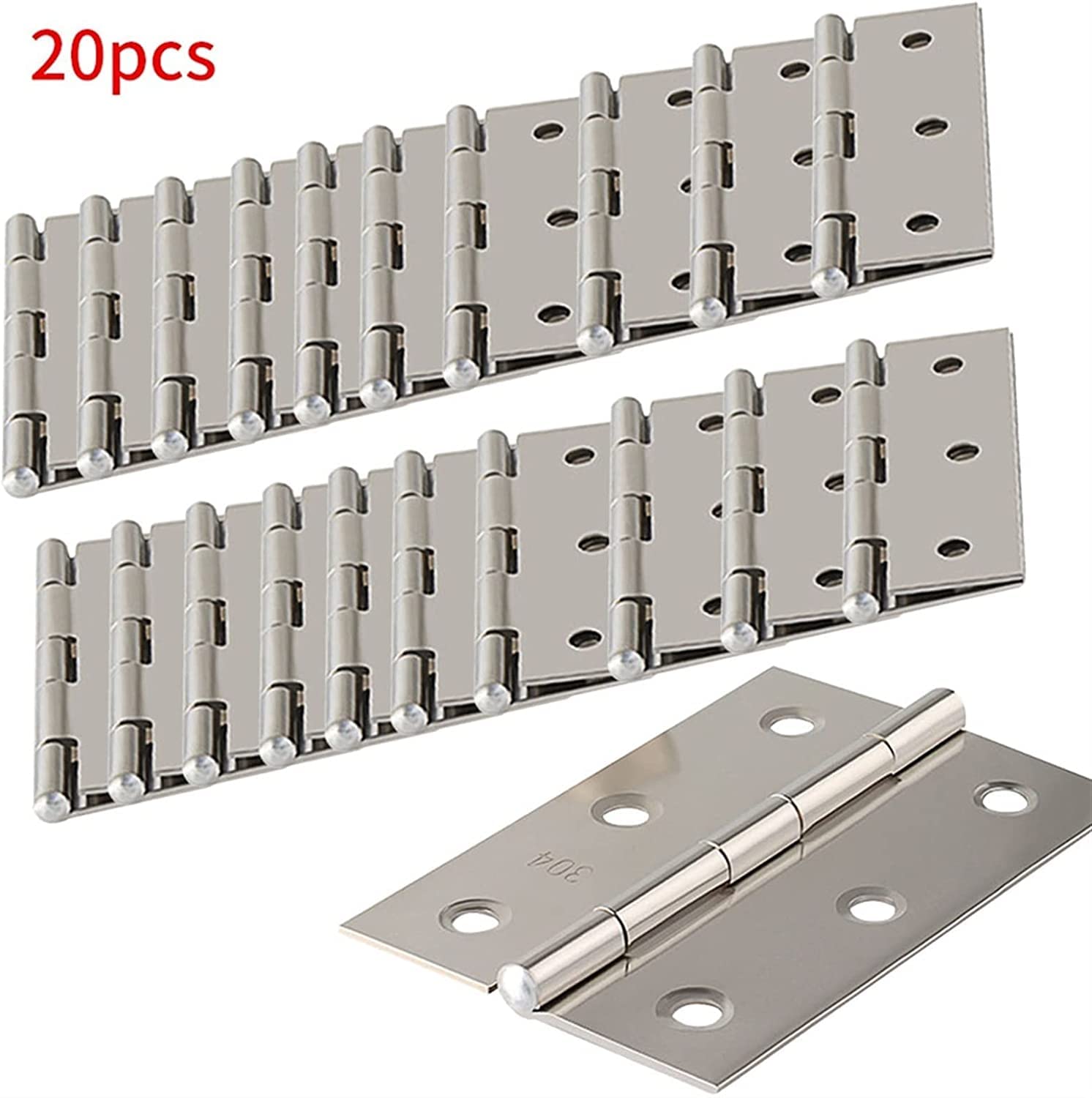 20 Pcs Stainless Steel Door Hinges with 6 Mounting Holes - Durable Furniture Hardware for Cabinets, Jewelry Boxes & Windows - Home Improvement & DIY Accessories