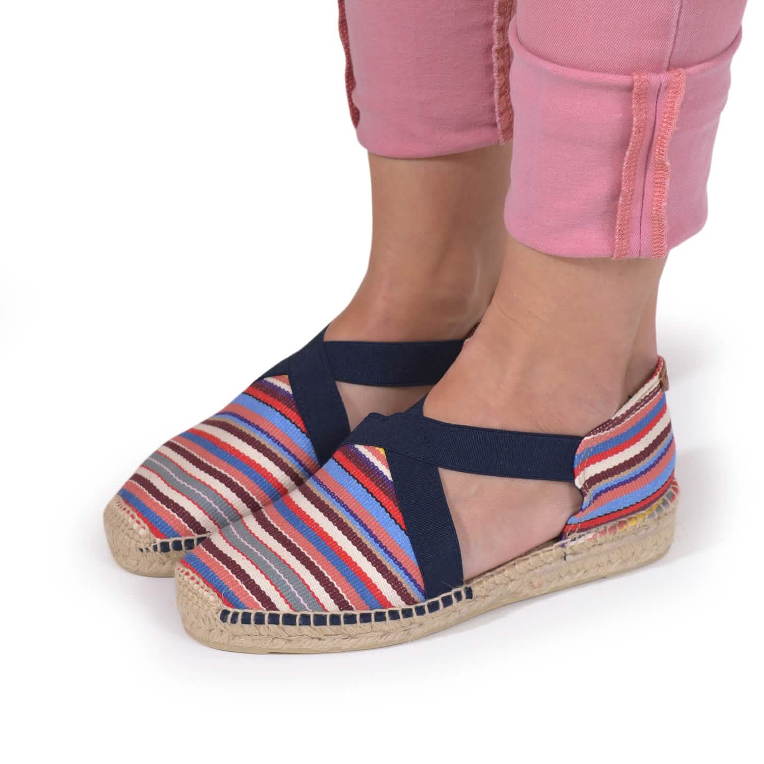 Women's Striped Cotton Blend Wedge Espadrille Shoes - Comfortable Summer Casual Flats for Beach, Vacation & Everyday Wear