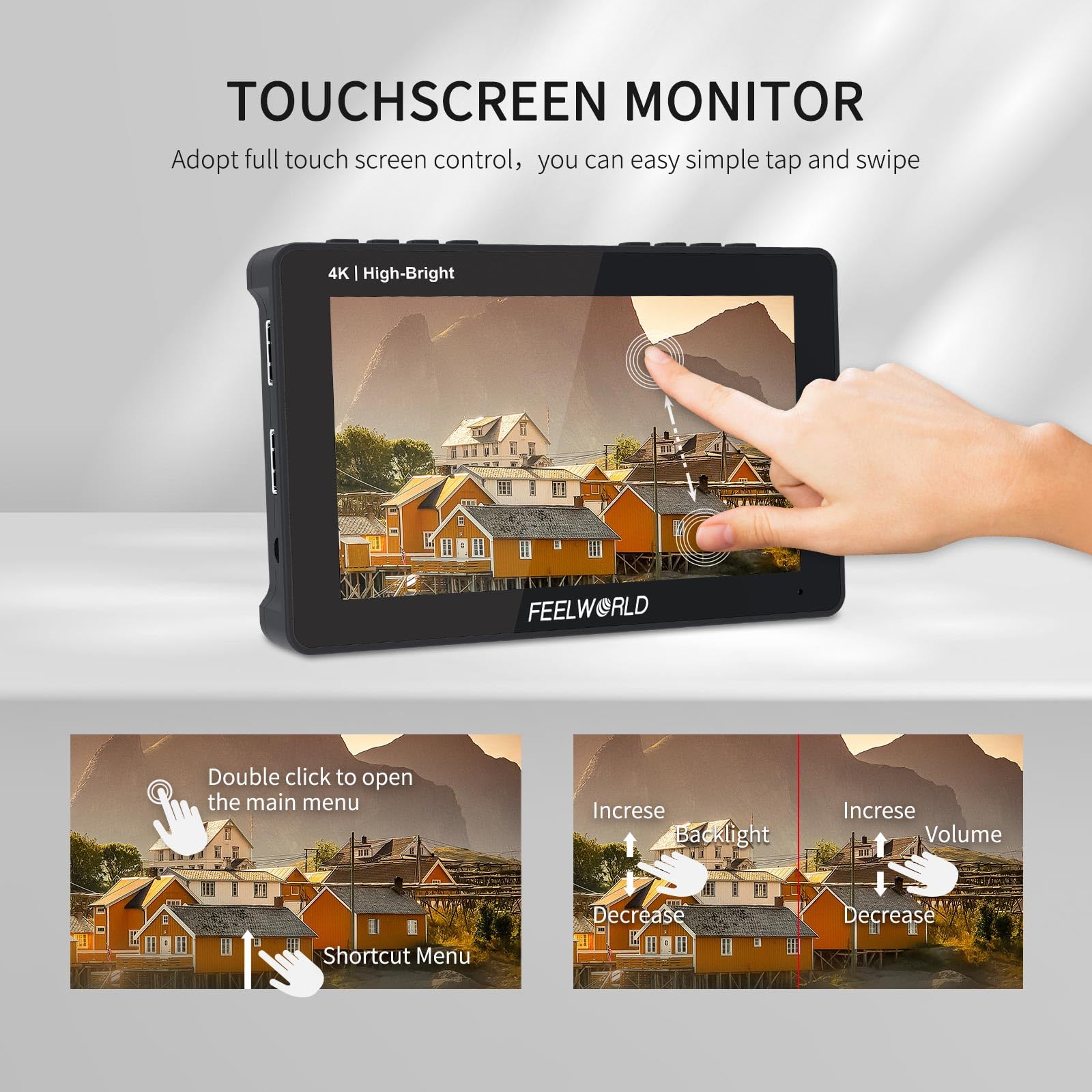 FEELWORLD F5PROX 5.5 Inch 1600Nit Ultra Bright 4K HDMI DSLR Camera Field Monitor with Touch Screen - Perfect for Outdoor Filming, Vlogging, and Professional Video Production