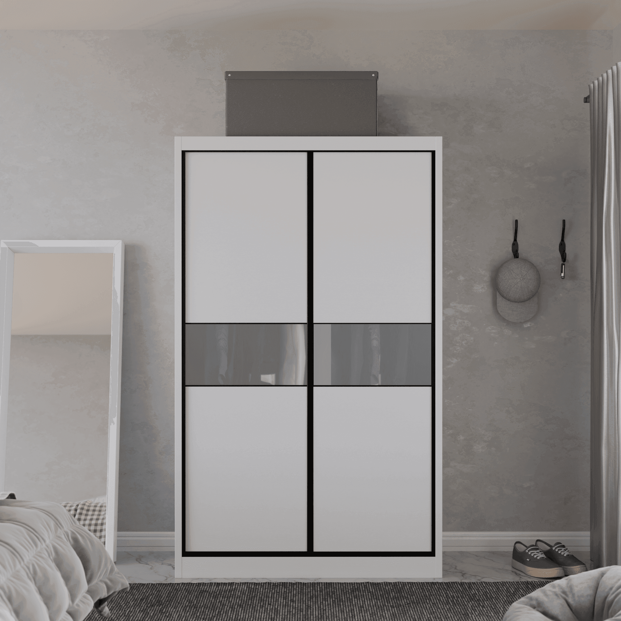 Helene Modular Wardrobe with Frosted Glass Doors - Customizable Closet Storage System for Bedroom, Walk-in Closet & Dressing Room Organization