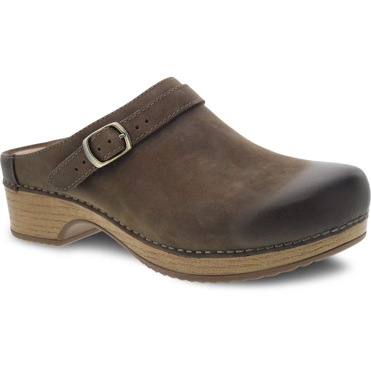 DANSKO Women's Berry Mushroom Burnished Nubuck Clogs - Comfortable Slip-Resistant Shoes for Nurses, Chefs & Healthcare Professionals