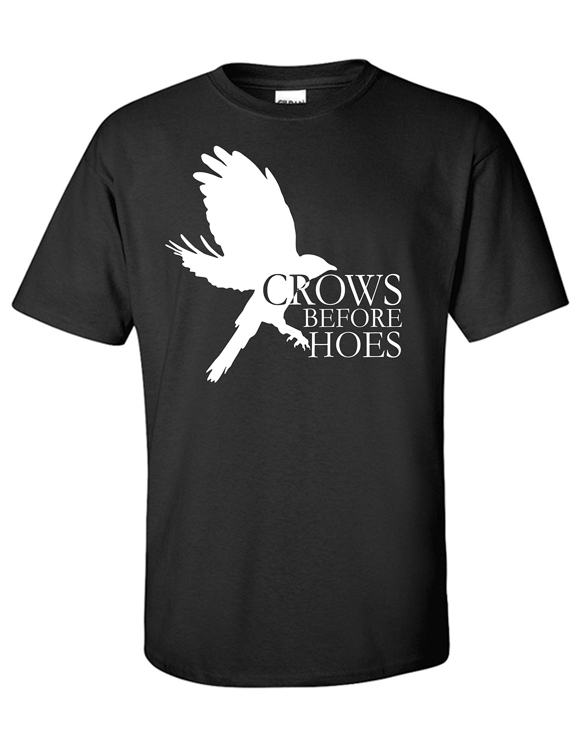 STUFF WITH ATTITUDE Crows Before Hoes Black Graphic T-Shirt for Men - Casual Streetwear, Funny Slogan Tee for Parties & Outings