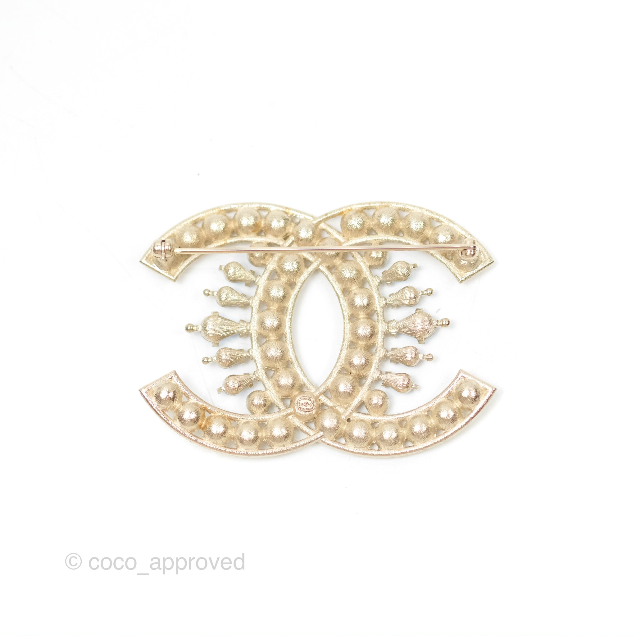 Chanel CC Crystals Brooch Gold Tone 19S - Elegant Fashion Accessory for Women, Perfect for Dresses, Jackets & Handbags | Luxury Jewelry Gift for Her