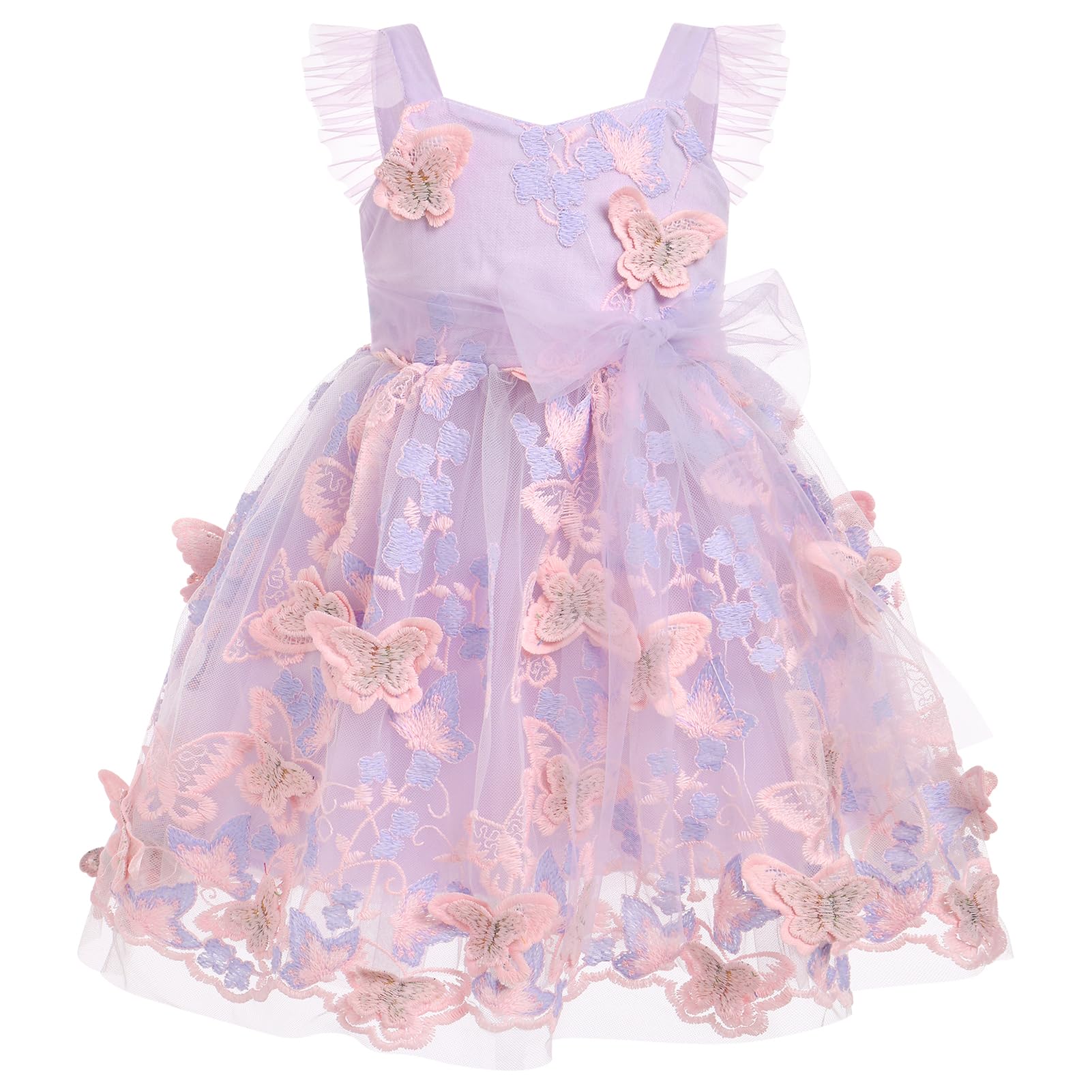 ODASDO Toddler Girls Butterfly Princess Dress - Sleeveless Mesh Tulle Tutu with Embroidery | Perfect for Birthday Parties, Pageants & Special Occasions