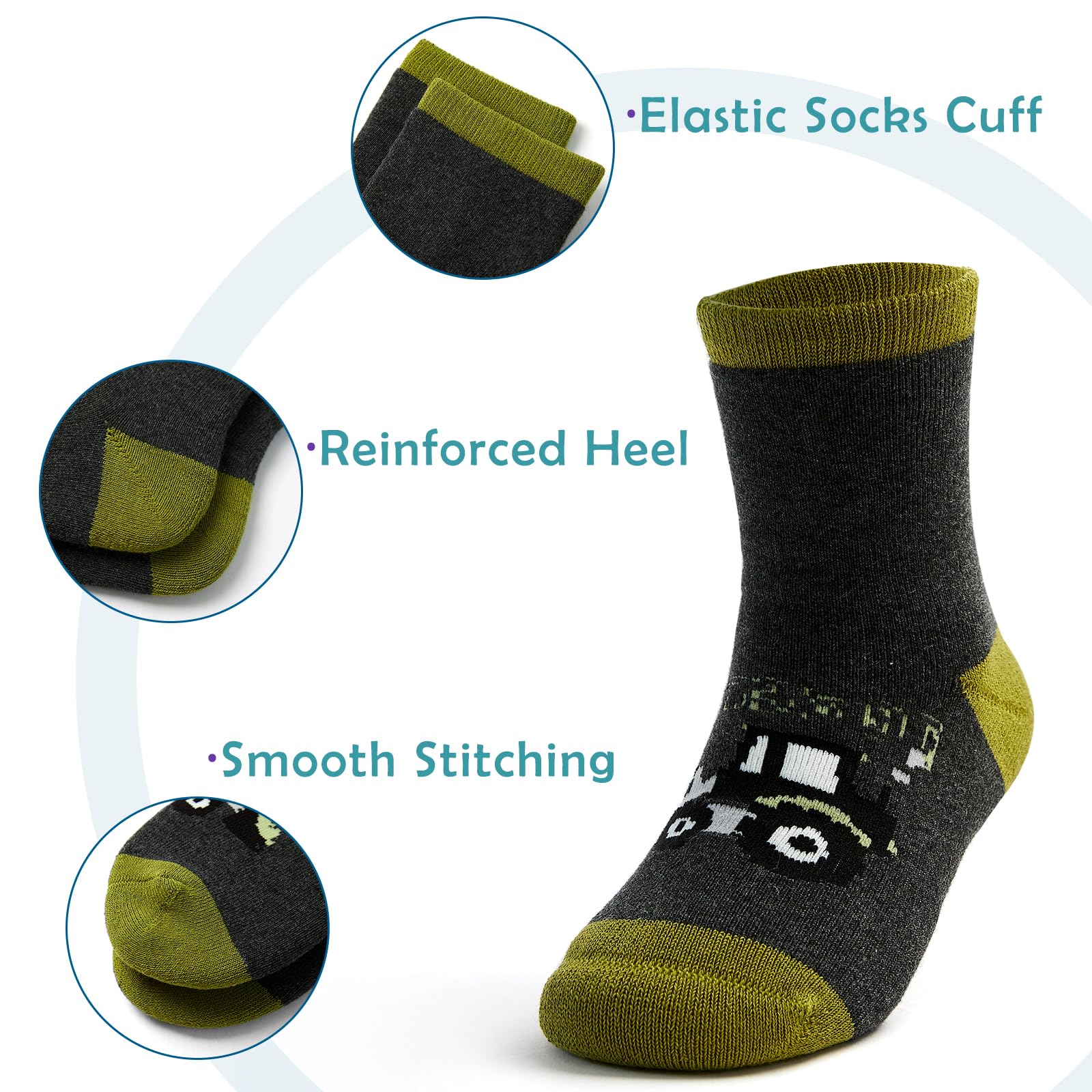 Moon Tree Boys Thick Cotton Thermal Socks for Kids - Warm Winter Crew Socks with Non-Slip Design - Perfect for Cold Weather, Outdoor Activities & School