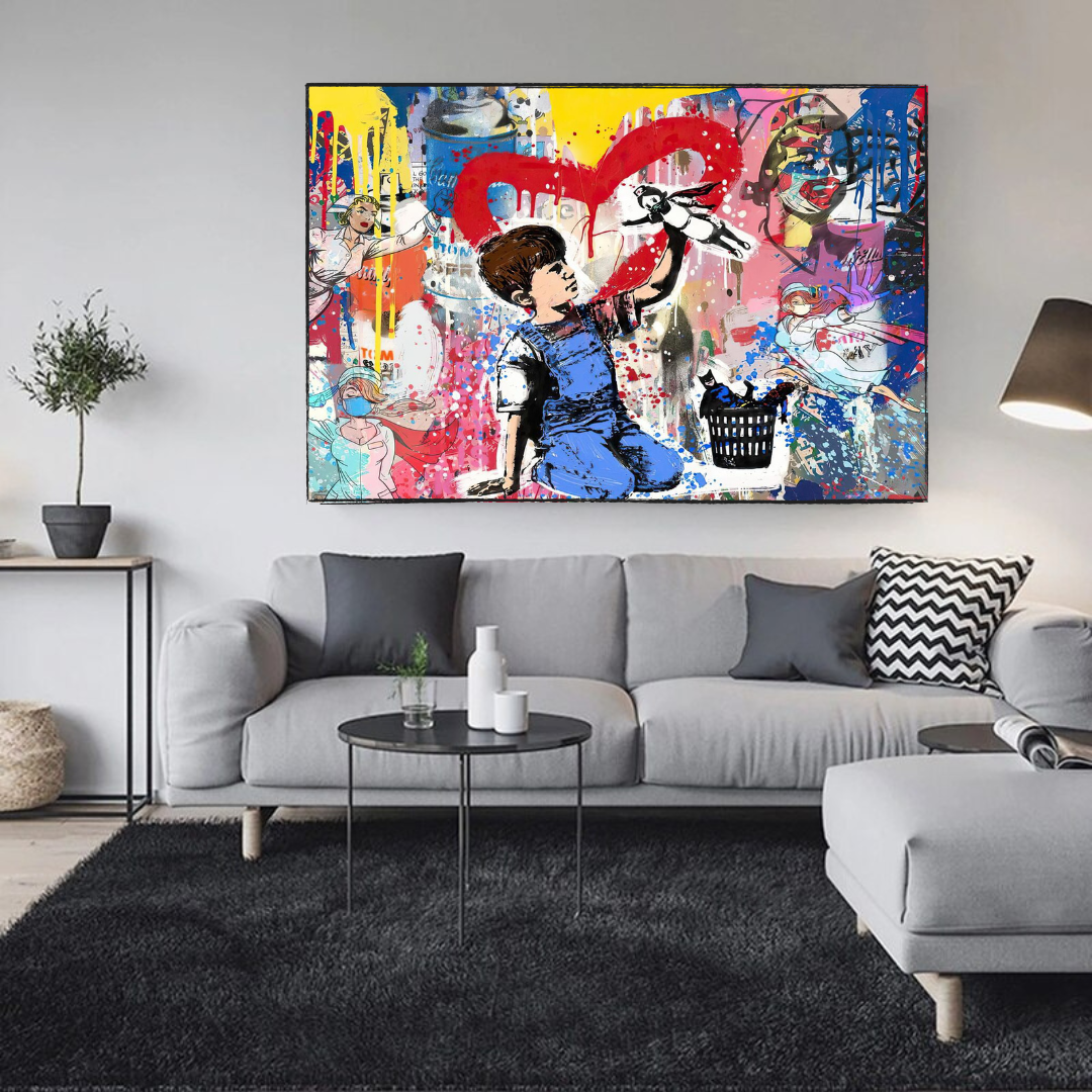 Banksy Life is Beautiful Authentic Artwork Tribute - Street Art Canvas Print for Home & Office Decor