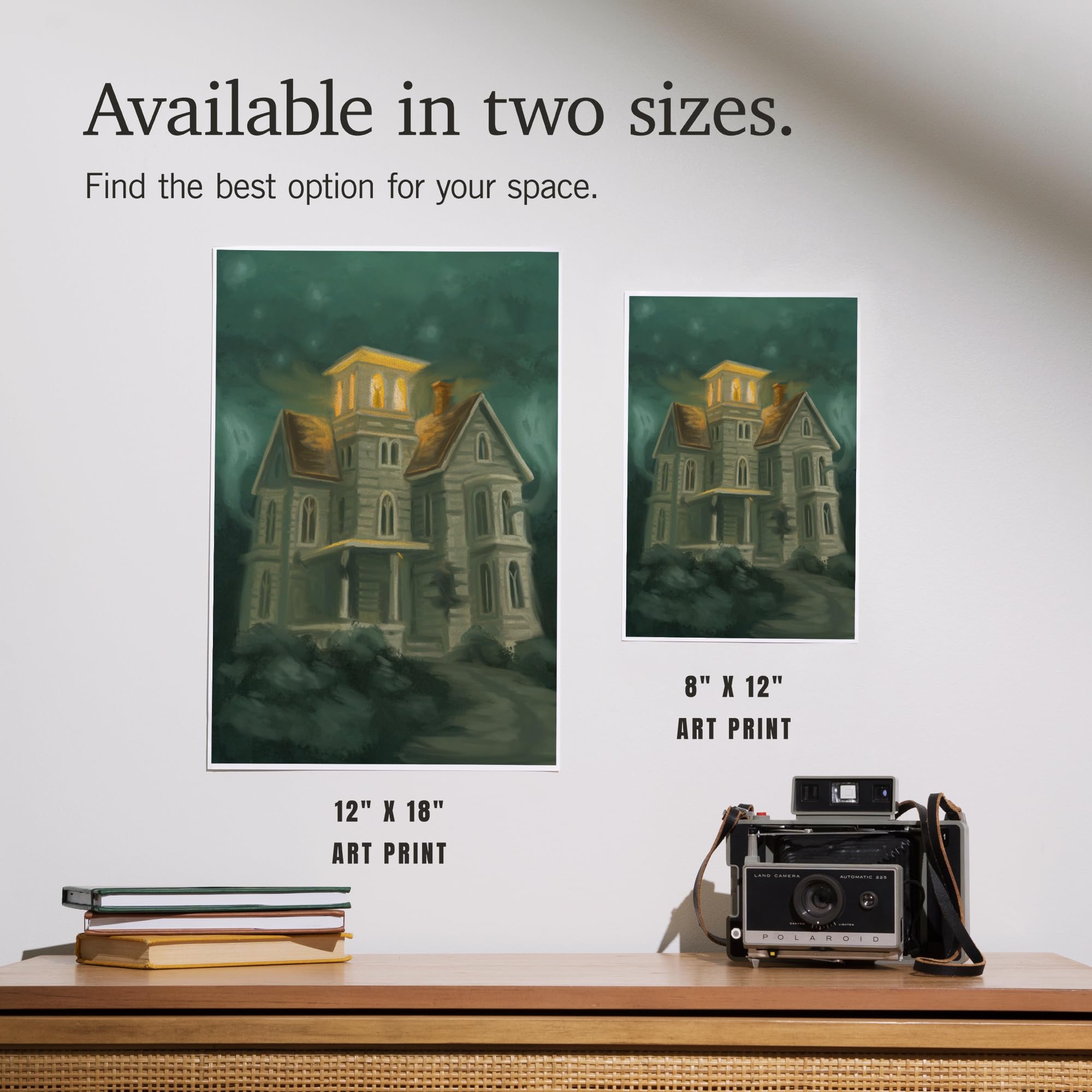 Lantern Press 12x18 Inch Haunted House Halloween Art Print - Gothic Oil Painting Wall Decor for Spooky Home, Office & Halloween Party Decoration