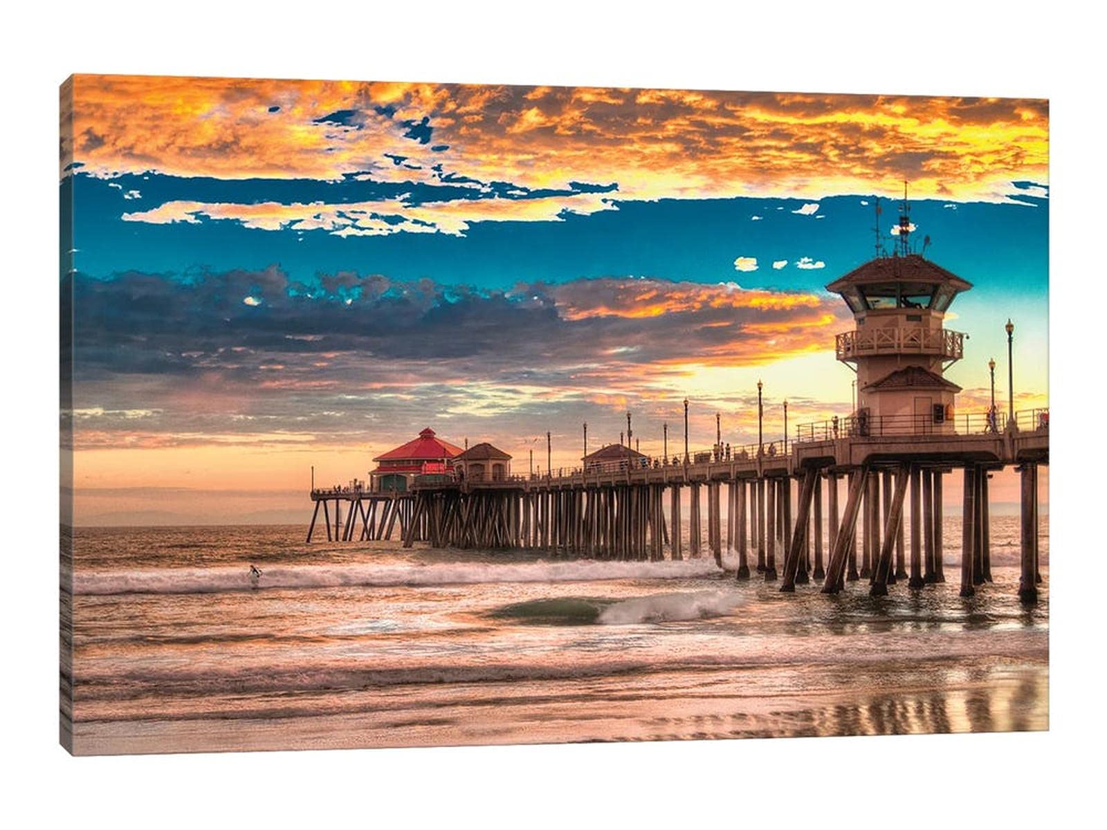 Beach Wall Art Decor - Coastal Sunset Canvas Print for Bathroom & Living Room - 32x48 Inches - Perfect for Beach Themed Home Decor & Coastal Interior Design