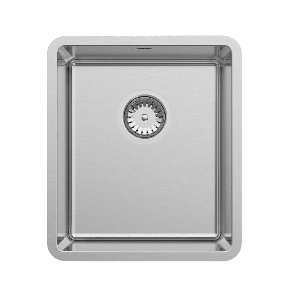 Abey Lucia Single Bowl Kitchen Sink 15x17.3 Inches - Topmount/Undermount Stainless Steel Sink with Drainboard (Model LUA100) - Perfect for Modern Kitchens, Restaurant Prep Areas & Small Spaces