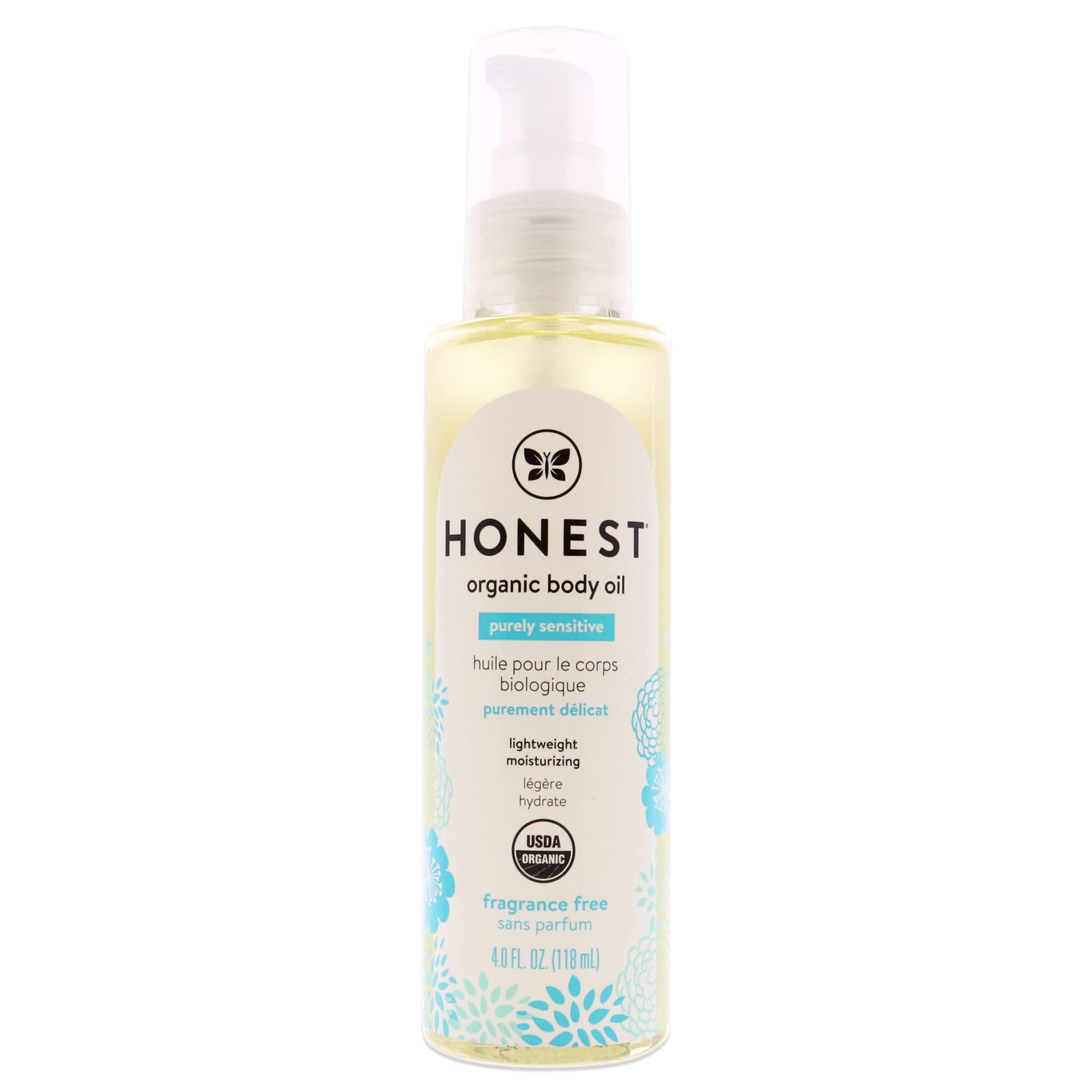 HONEST Organic Body Oil Moisturizer - 4 oz | Natural Hydration for Dry Skin | Perfect for Massage, After Shower & Daily Skincare Routine