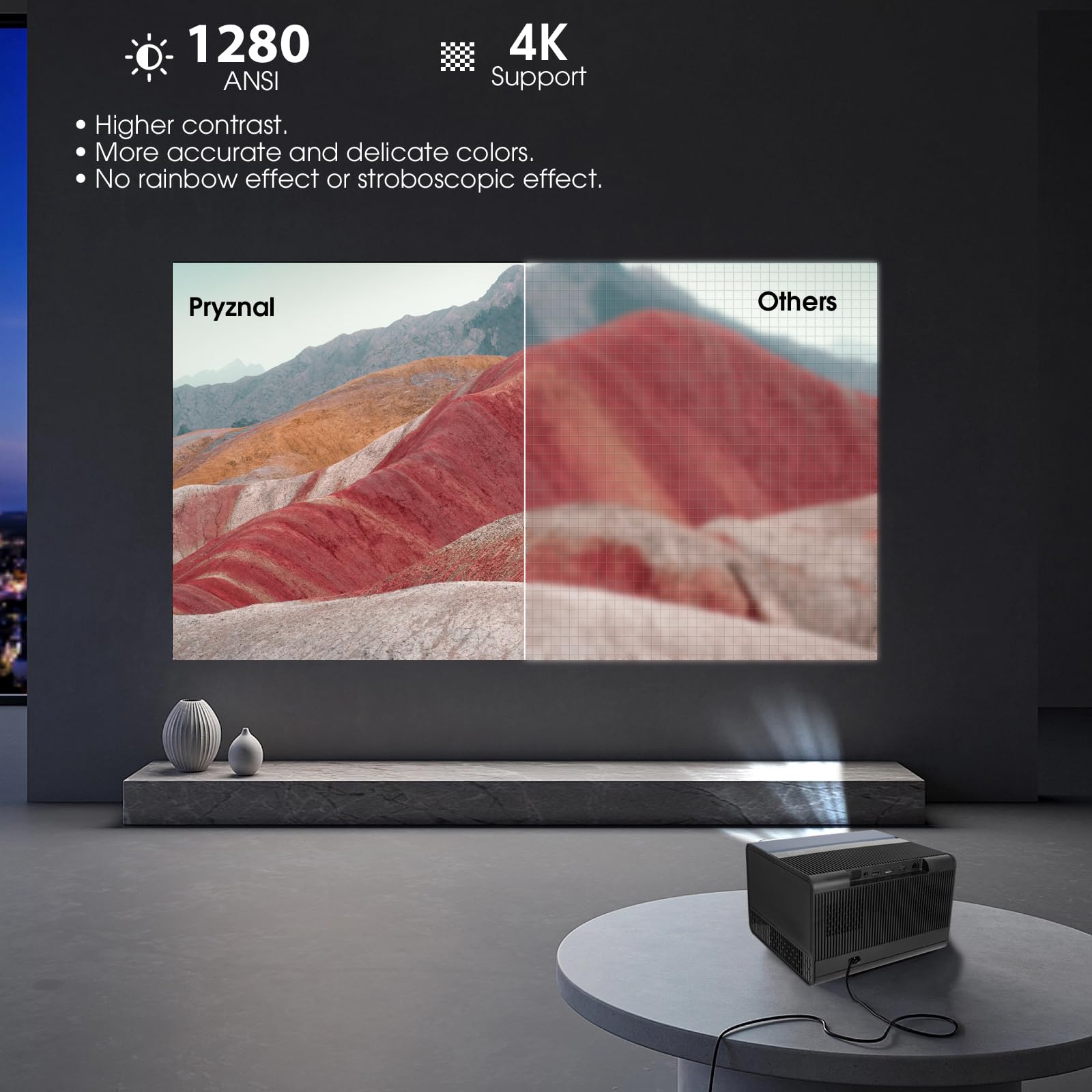 1080P 4K WiFi Bluetooth Projector with Auto Focus & Keystone Correction, Dual Built-in Speakers - Home Theater & Outdoor Movie Projector for iPhone Android Smartphone PC TV Stick Gaming Console | Perfect for Backyard Movie Nights & Home Entertainment