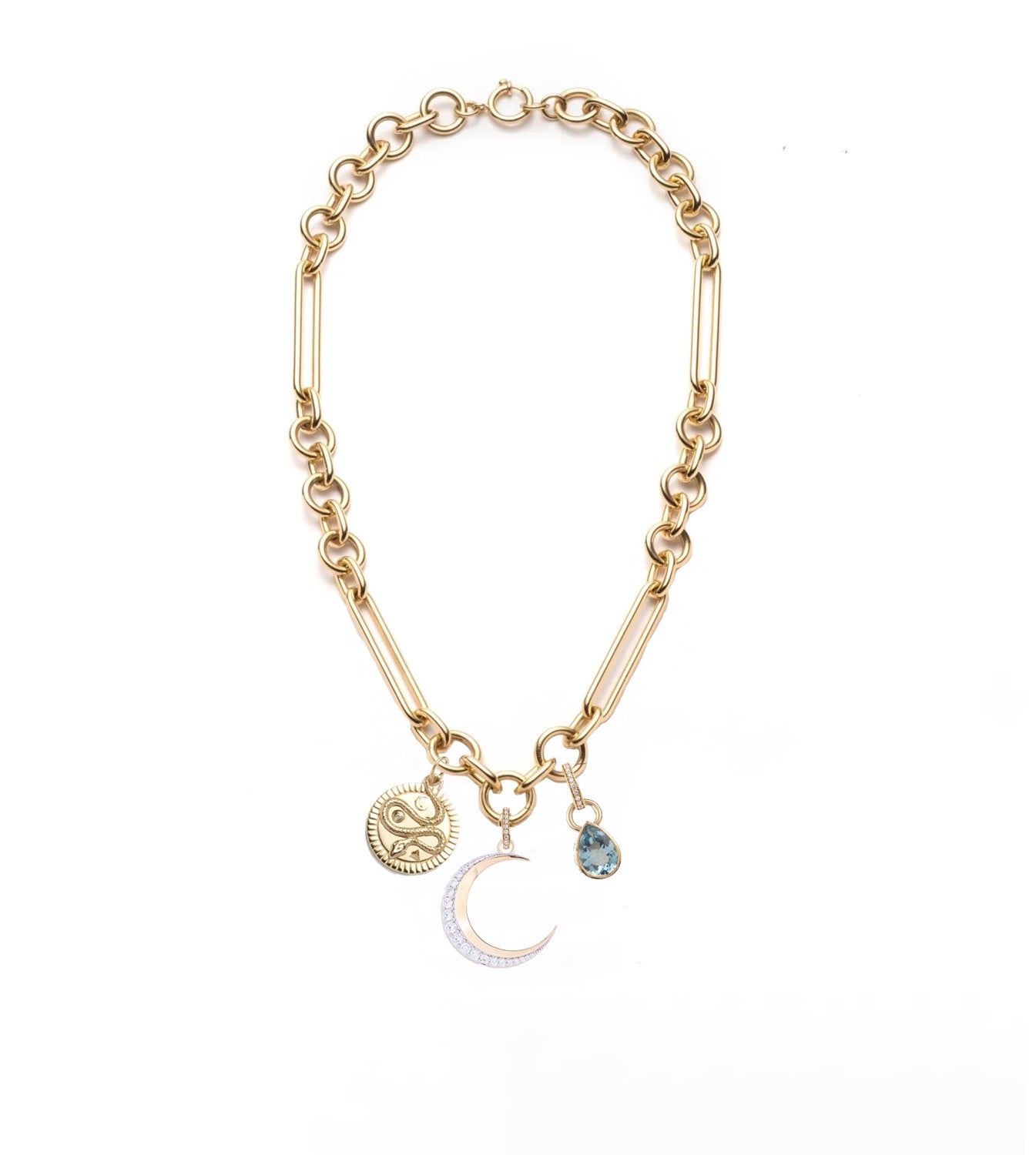 Oversized Mixed Link Chain Necklace - Crescent, Wholeness & Forever Love Story | Perfect for Date Nights, Weddings & Special Occasions