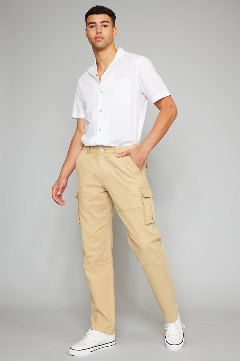 Nelson Camel Relaxed Cargo Pants for Men - Comfortable Casual & Outdoor Work Pants with Multiple Pockets | Perfect for Hiking, Travel, and Everyday Wear