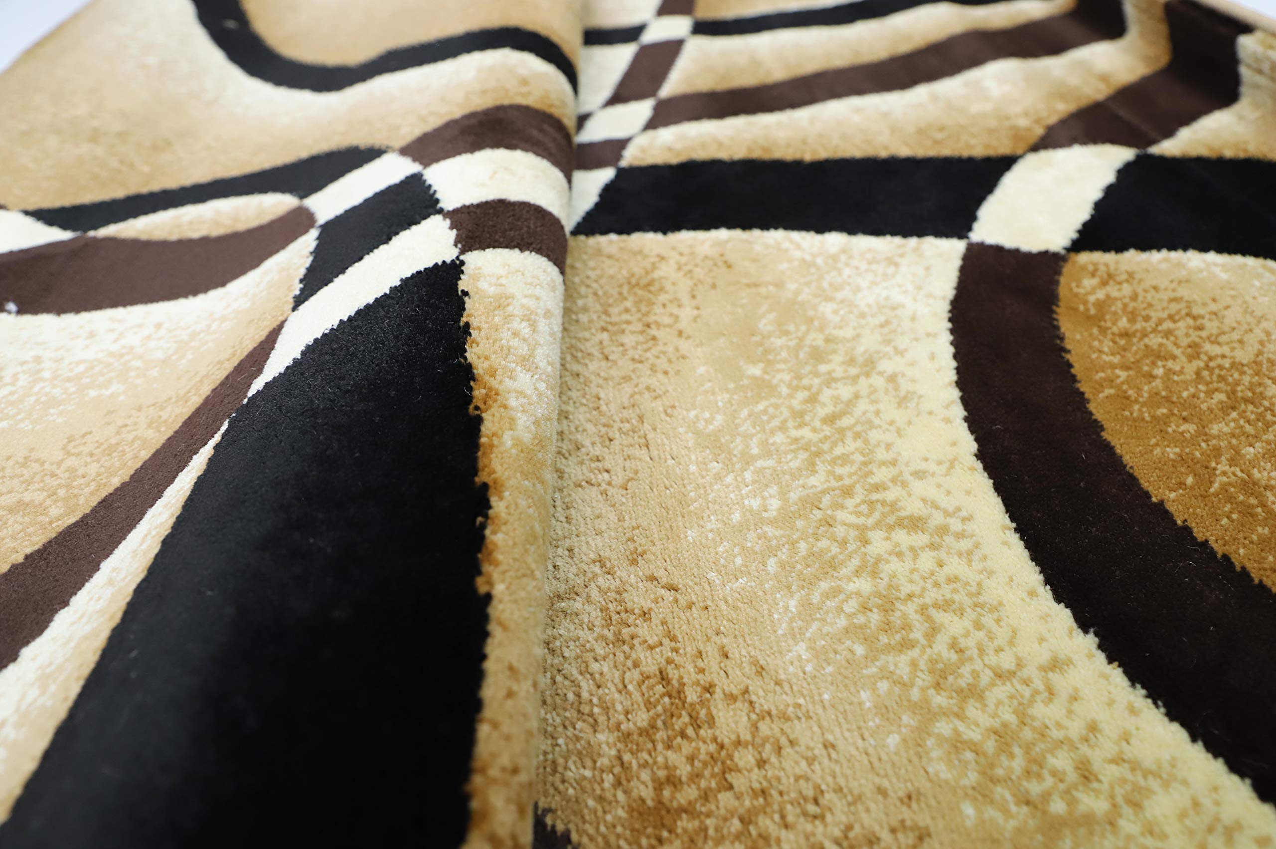 GLORY RUGS Modern 8x10 Brown Swirl Area Rug - Non-Slip Contemporary Carpet for Bedroom, Living Room & Dining Room | Sevilla Collection 4816 | Soft & Durable Floor Covering for Home Decor (8x10 Feet, Brown)