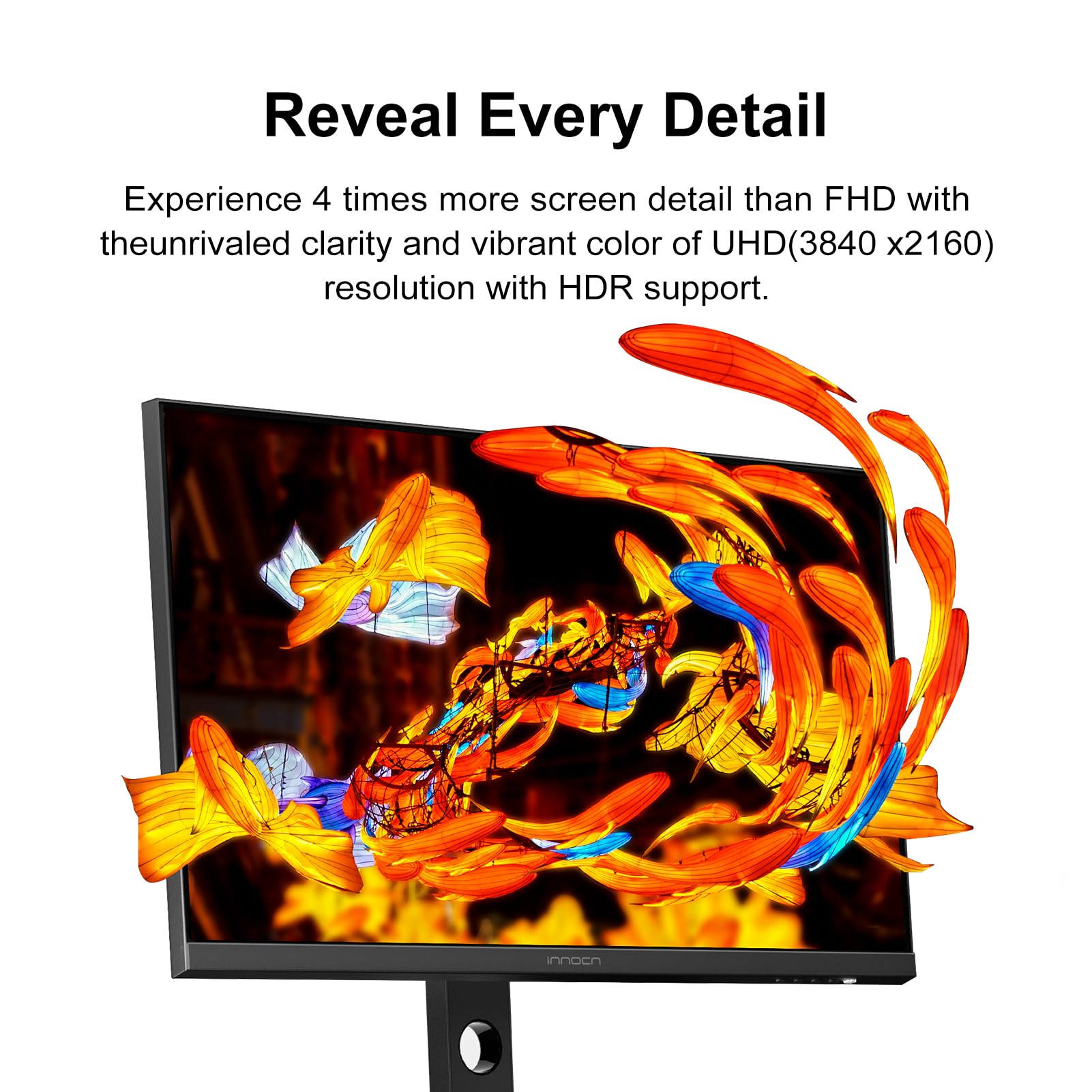 INNOCN 27 Inch 4K UHD Computer Monitor - 3840x2160 IPS LCD Display with USB-C, DP & HDMI Ports, 1.07B Colors, Built-in Speakers, Height Adjustable Stand (Black) - Perfect for Home Office, Gaming, and Graphic Design