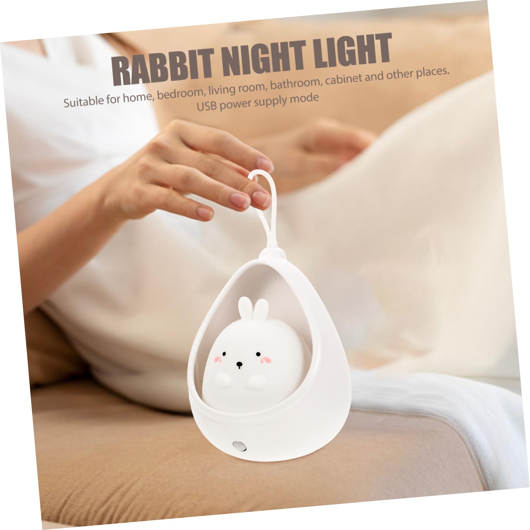 UPKOCH Cute Rabbit Night Light - Rechargeable LED Bedside Lamp for Kids, Nursery, Bedroom | Soft Glow Nightlight for Baby, Children, Home Decor & Relaxation