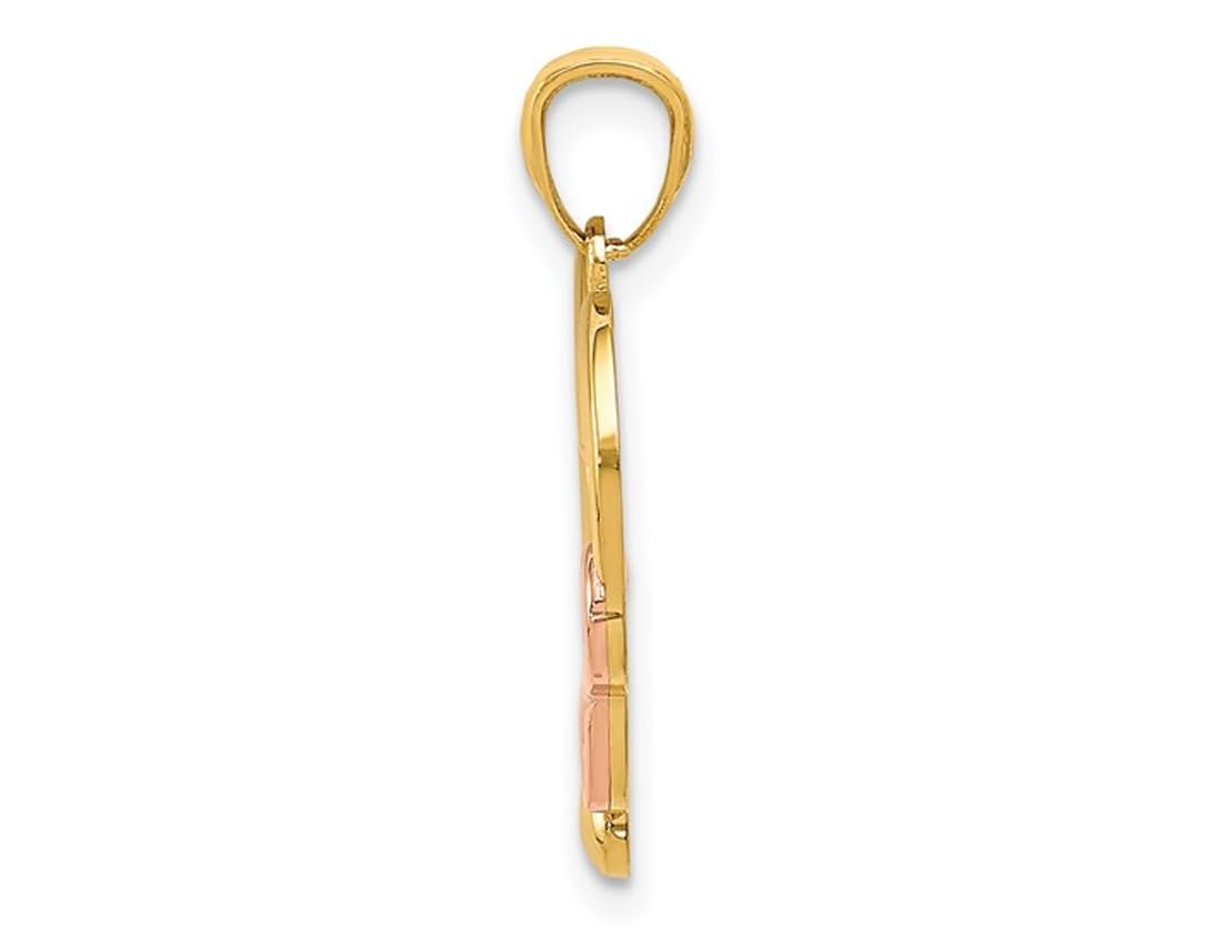 14K Yellow & Pink Gold Heart Infinity Pendant Necklace with 18