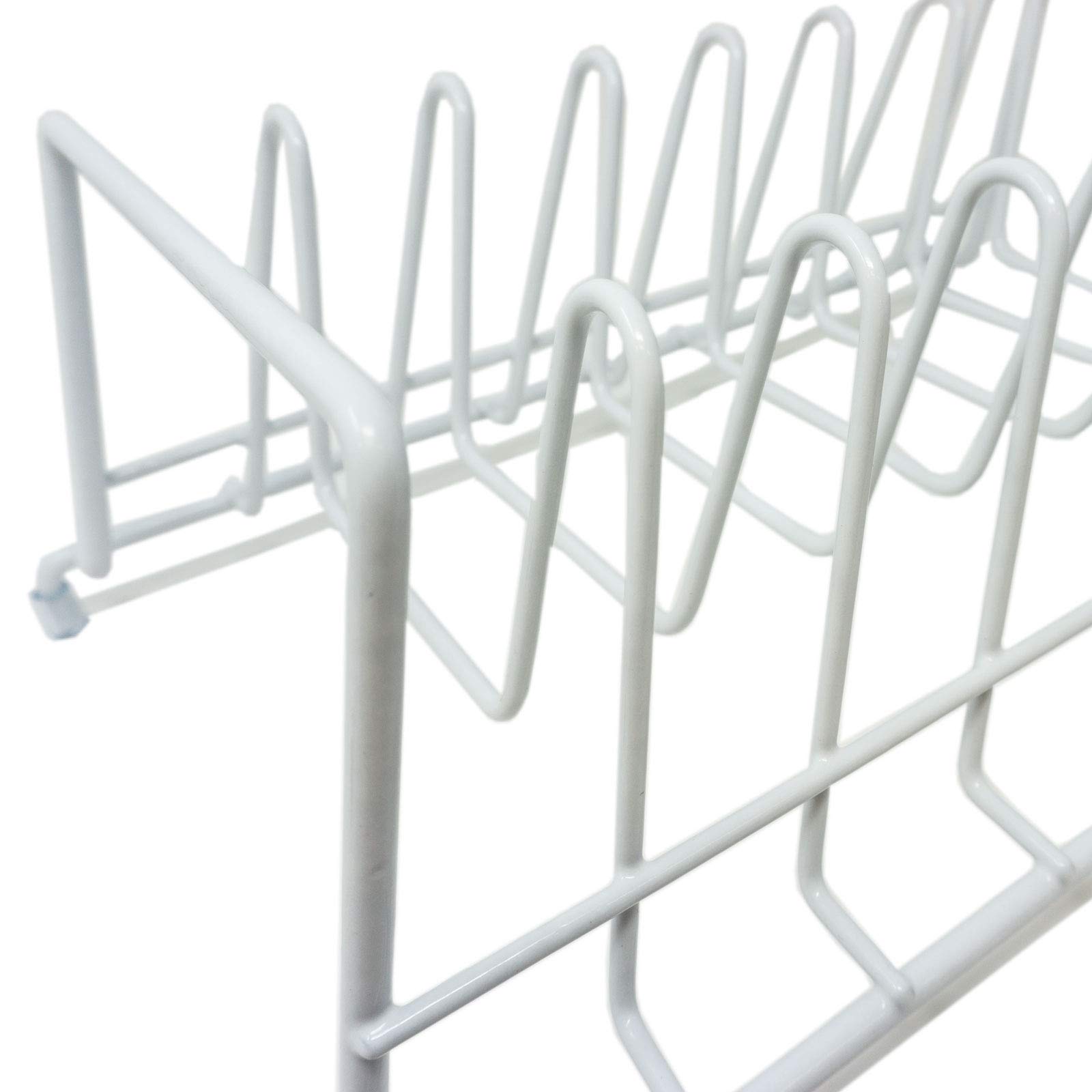 Huji Plates Holder Pots Pans Lid Organizer Rack - Space Saving Kitchen Cabinet Storage for Dishes, Cookware & Lids (White) - Perfect for Pantry, Countertop & Small Kitchen Organization
