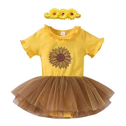 Adorable Baby Girl Summer Sunflower Outfit - Soft Onesie & Tutu Skirt Set for Newborns & Toddlers | Perfect for Photoshoots, Parties & Playtime