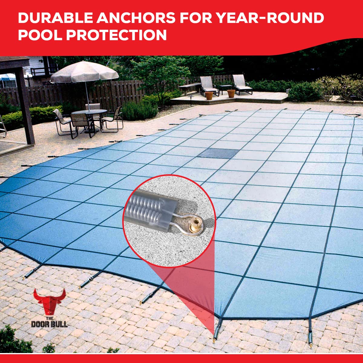 Brass Pool Cover Anchors for Concrete & Pavers Deck - Universal 3/4
