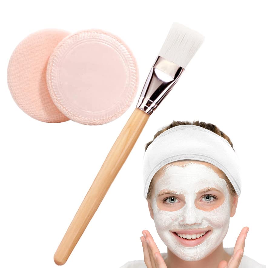 Soft Cotton Makeup Powder Puffs & Facial Brush Set - 4PC Washable Cosmetic Sponges for Foundation, Blush & Setting Powder | Perfect for Daily Makeup & Travel