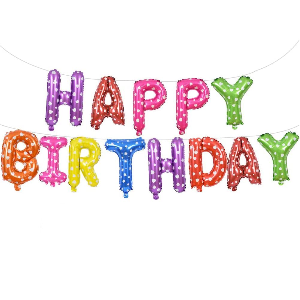 16 Inch Mylar Foil Letter Balloons Banner - Reusable Eco-Friendly Happy Birthday Decorations for Parties, Baby Showers & Celebrations | Colorful Alphabet Balloon Set for Wall & Table Decor