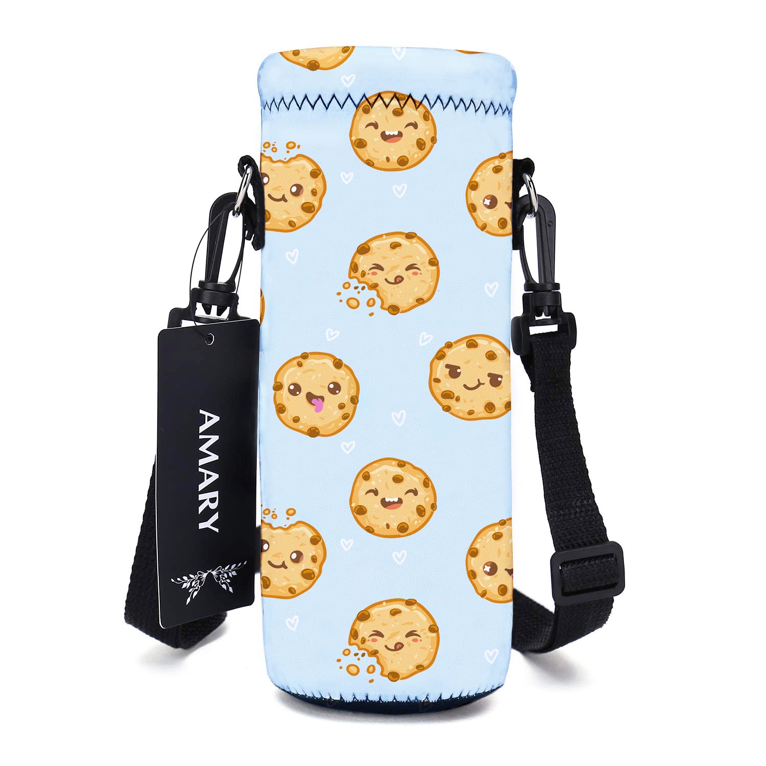 AMARY 500ML Neoprene Water Bottle Holder with Adjustable Shoulder Strap - Insulated Carrier for 16.9oz Stainless Steel, Glass & Plastic Bottles - Perfect for Hiking, Gym & Outdoor Activities