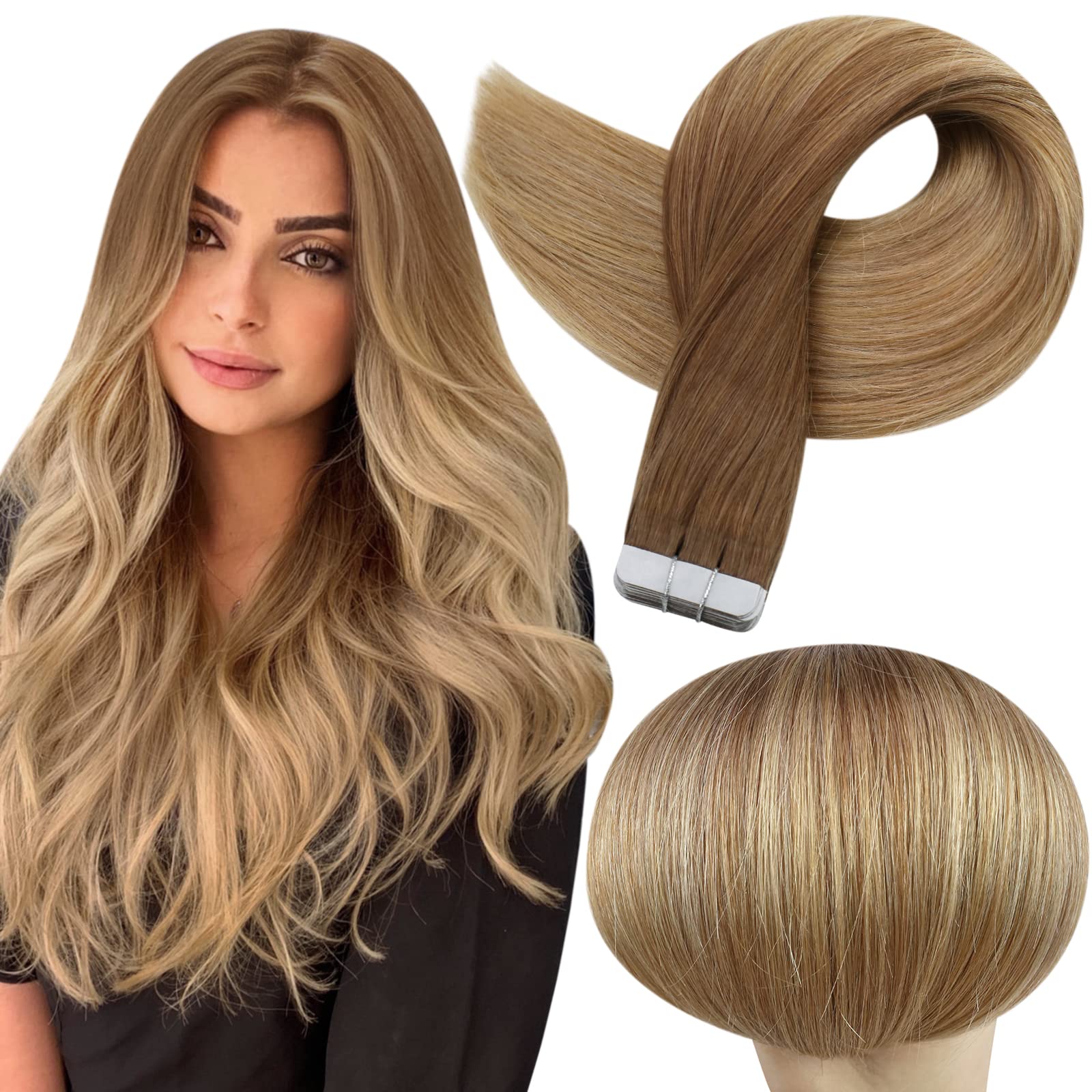 Premium Tape in Hair Extensions 100% Human Hair - Seamless Blending for Length & Volume | Perfect for Weddings, Parties & Everyday Styling