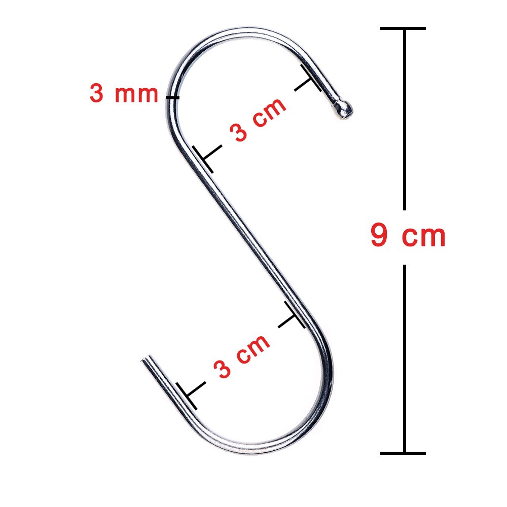 20 Pack Heavy Duty 3.5 Inch S Hooks - Silver Metal Hanging Hooks for Plants, Lights, Cups & Home Organization - Perfect for Kitchen, Bathroom, Bedroom, Office & Outdoor Use