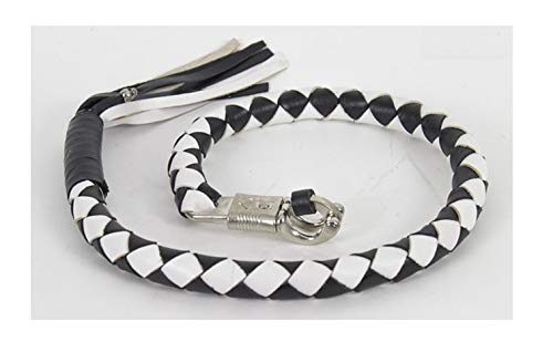 42 Inch Motorcycle Get Back Whip - White & Black Safety Whip for Harley, Chopper & Cruiser - Perfect for Road Safety & Biker Style Accessories
