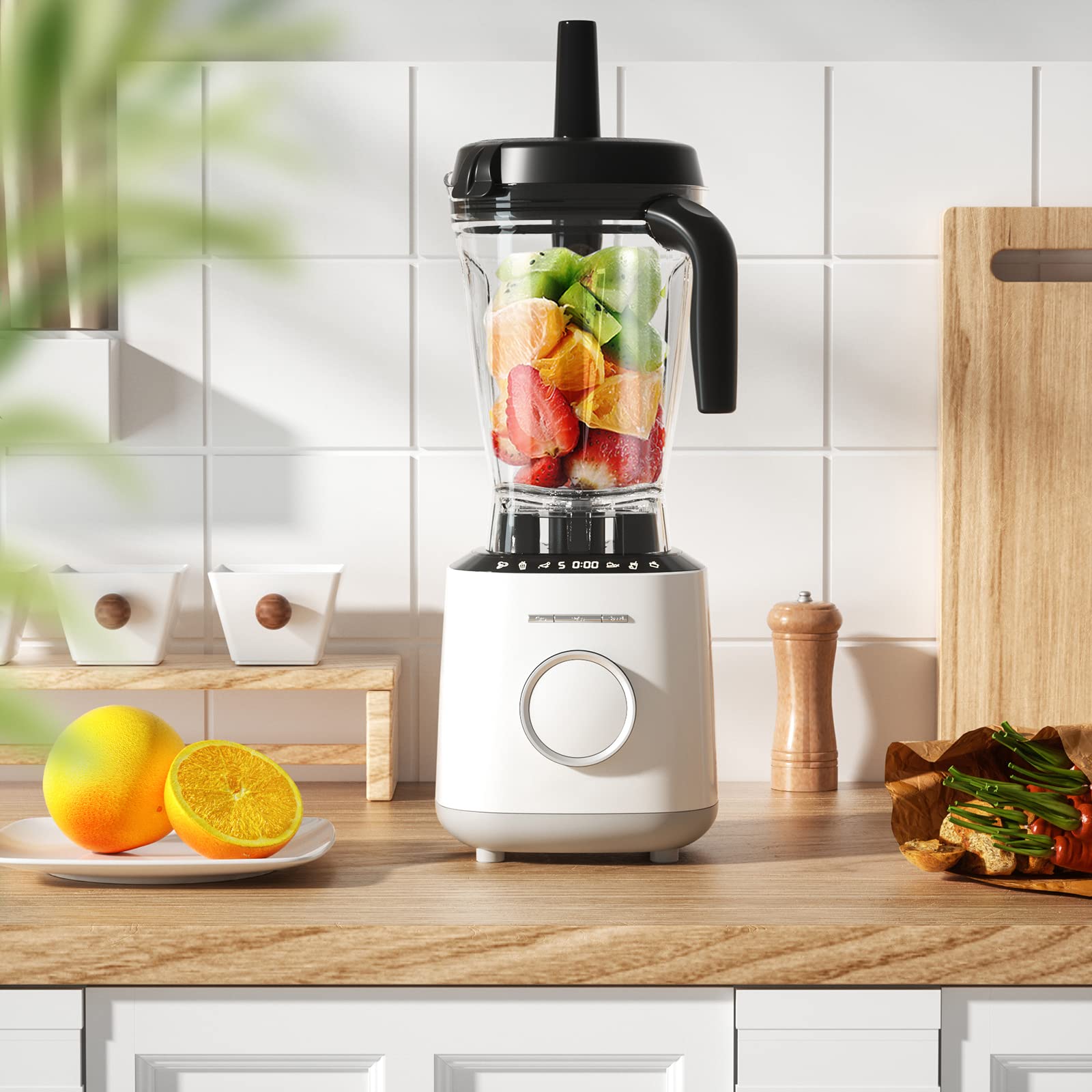 PETSITE Pro 1500W 64 Oz Countertop Blender - 10-Speed Adjustable Commercial Blender for Smoothies, Shakes & Food Prep - Smart Timer & Touch Control Panel - Perfect for Home Kitchen, Restaurants & Juice Bars