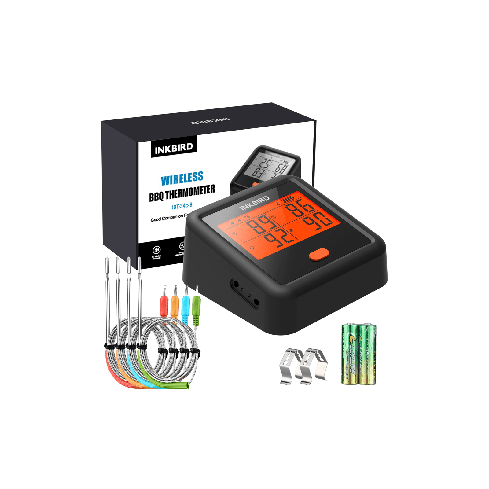Wireless Bluetooth BBQ Meat Thermometer with Smart App Control - IDT 34c B for Grilling, Smoking, and Outdoor Cooking