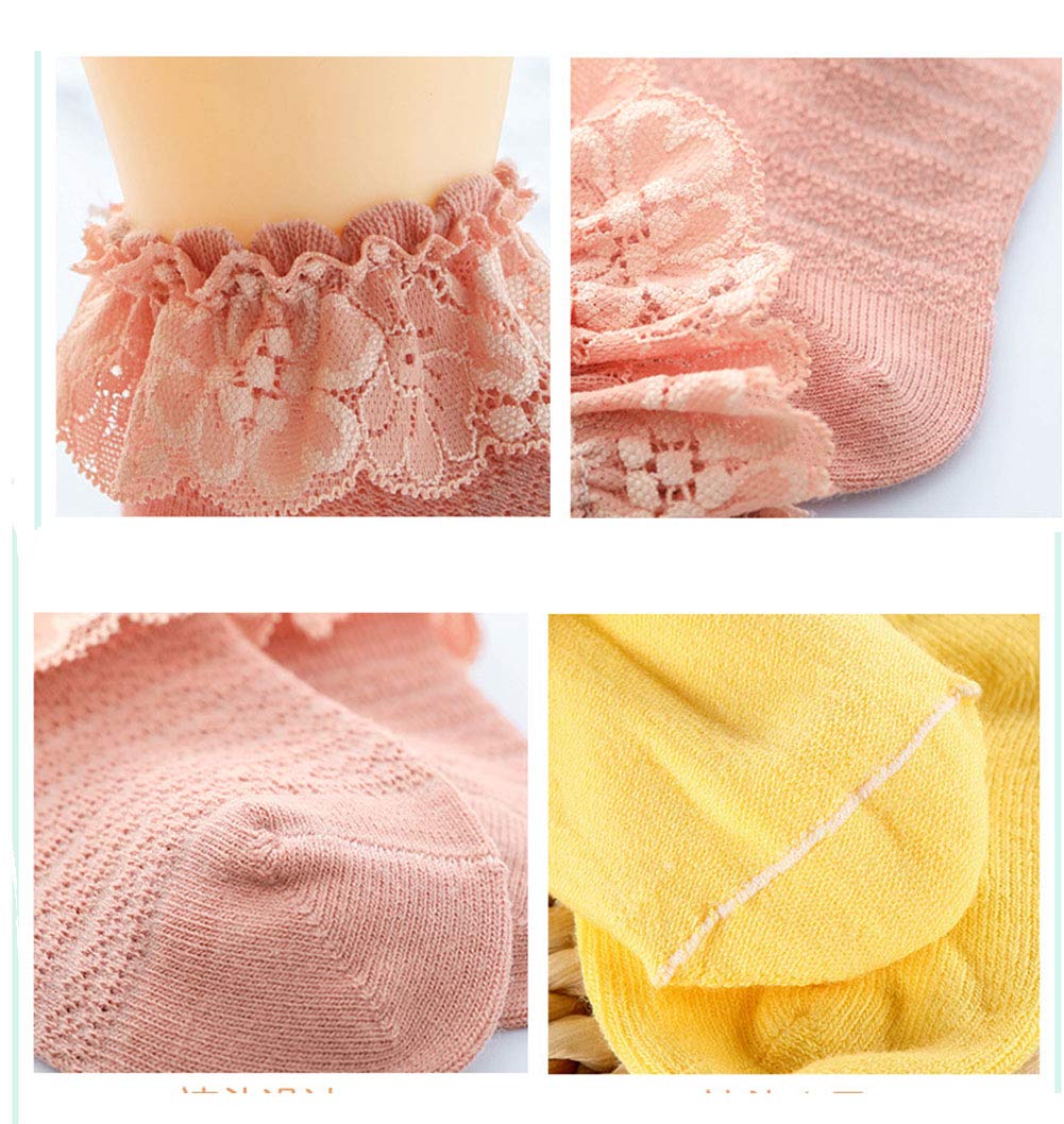 Baby Girls Princess Eyelet Ruffles Lace Socks - Infant Toddler Cotton Dress Ankle Socks for Party, Wedding & Special Occasions