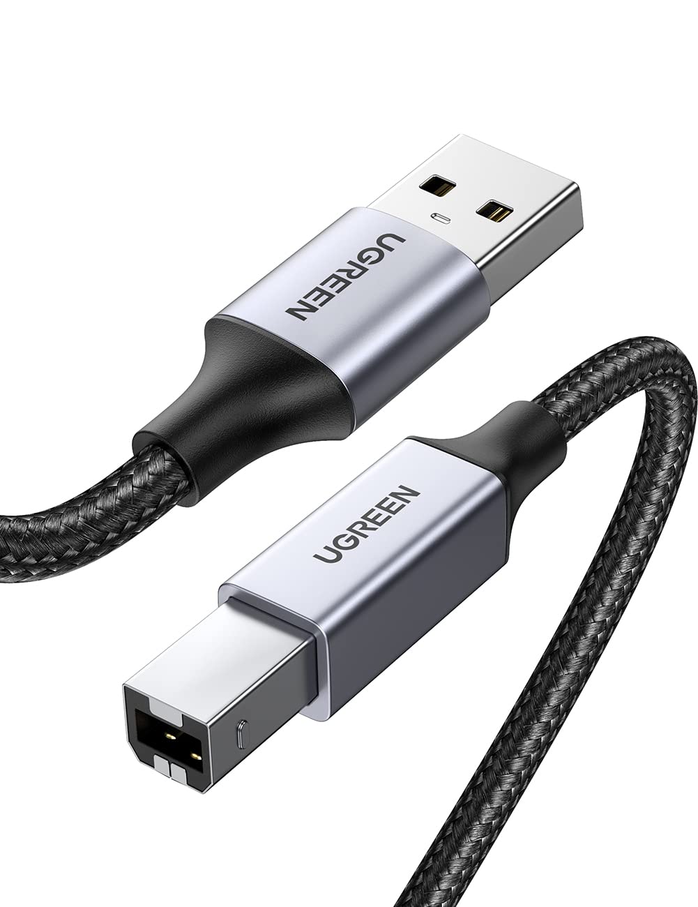 UGREEN USB 2.0 Printer Cable 15FT - USB A Male to B Male High-Speed Data Sync Cable - Nylon Braided Durable Cord for Epson, Canon, HP, Brother Printers & Casio Keyboards - Perfect for Home Office & Music Studio Setup