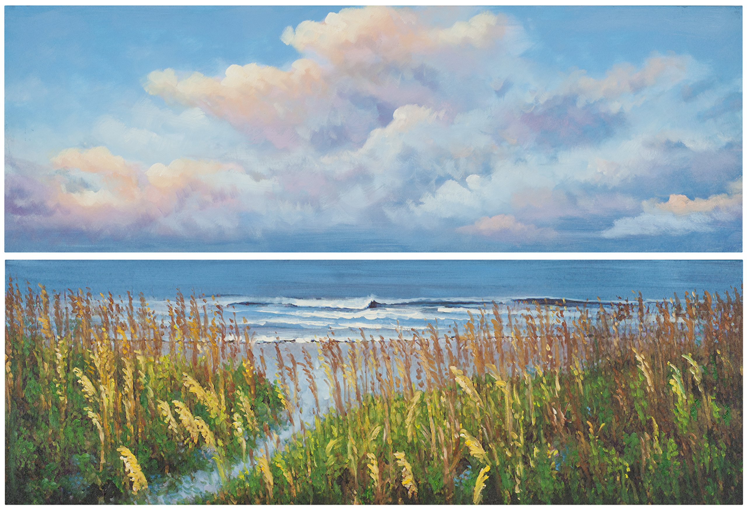 SAFAVIEH ART2031A Beach Walk Diptych Wall Art - Coastal Decor for Living Room, Bedroom & Office - Set of 2 Framed Canvas Prints