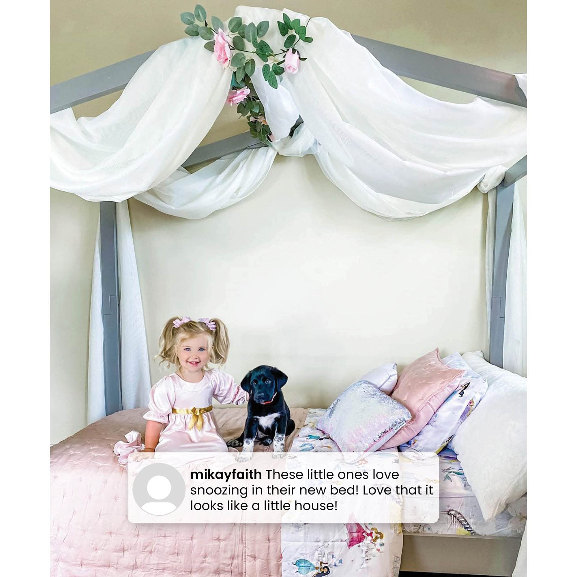 Delta Children Poppy House Wood Twin Bed - No Box Spring Needed, Blush Pink Platform Bed Frame for Kids & Teens | Perfect for Small Bedrooms, Guest Rooms & Dorm Decor