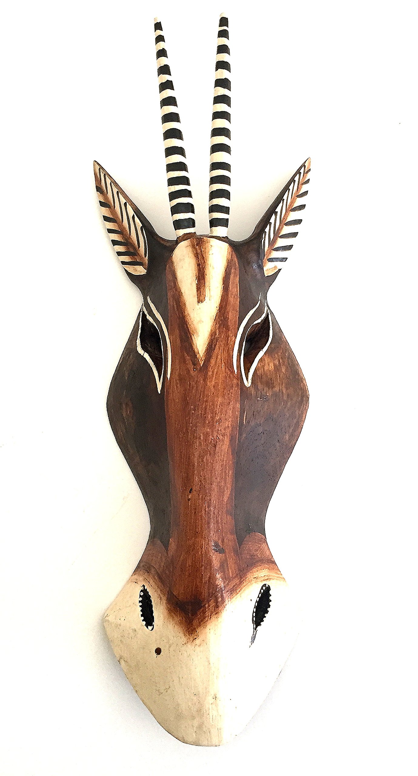 OMA African Giraffe Jungle Mask Wall Decor - Handmade Tribal Safari Art for Home & Office - Large Size Wooden Wall Hanging - Perfect for Living Room, Bedroom or Safari Themed Decor